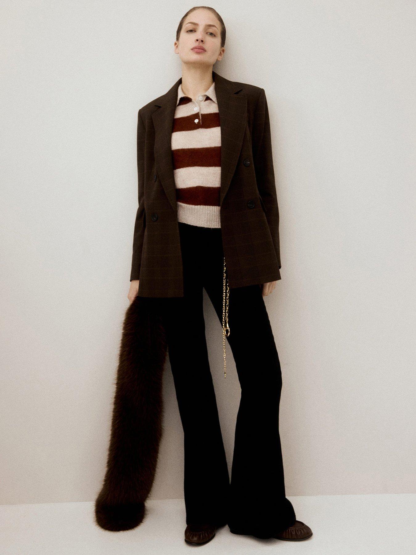 Image 3 of 5 of Mango Polo Neck Striped Jumper - Brown