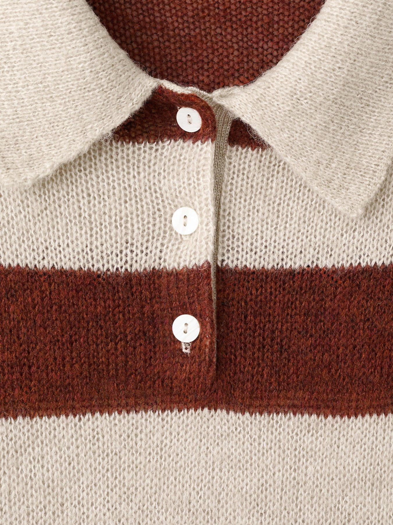 Image 4 of 5 of Mango Polo Neck Striped Jumper - Brown
