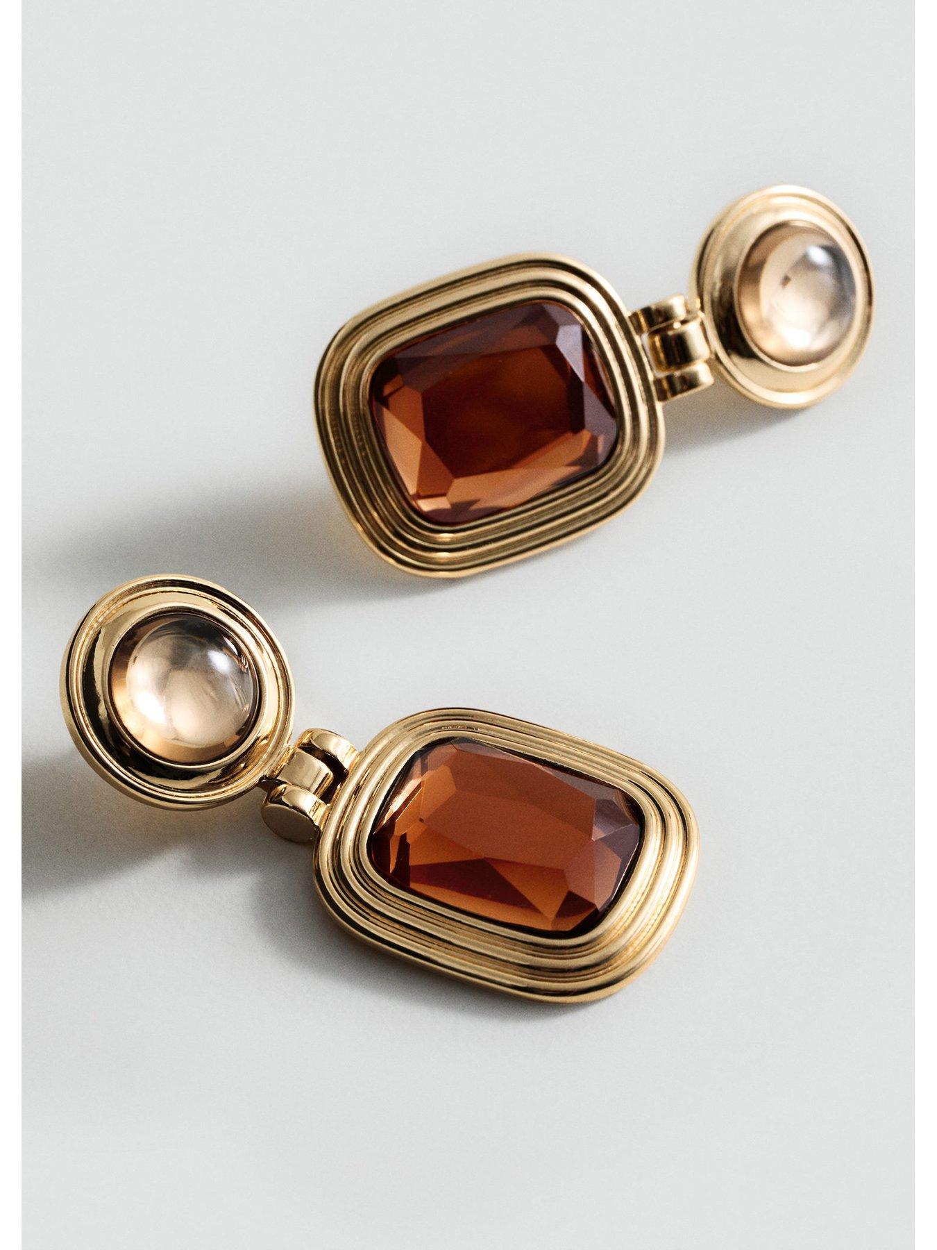  image of mango-combined-resin-hanging-earrings-gold
