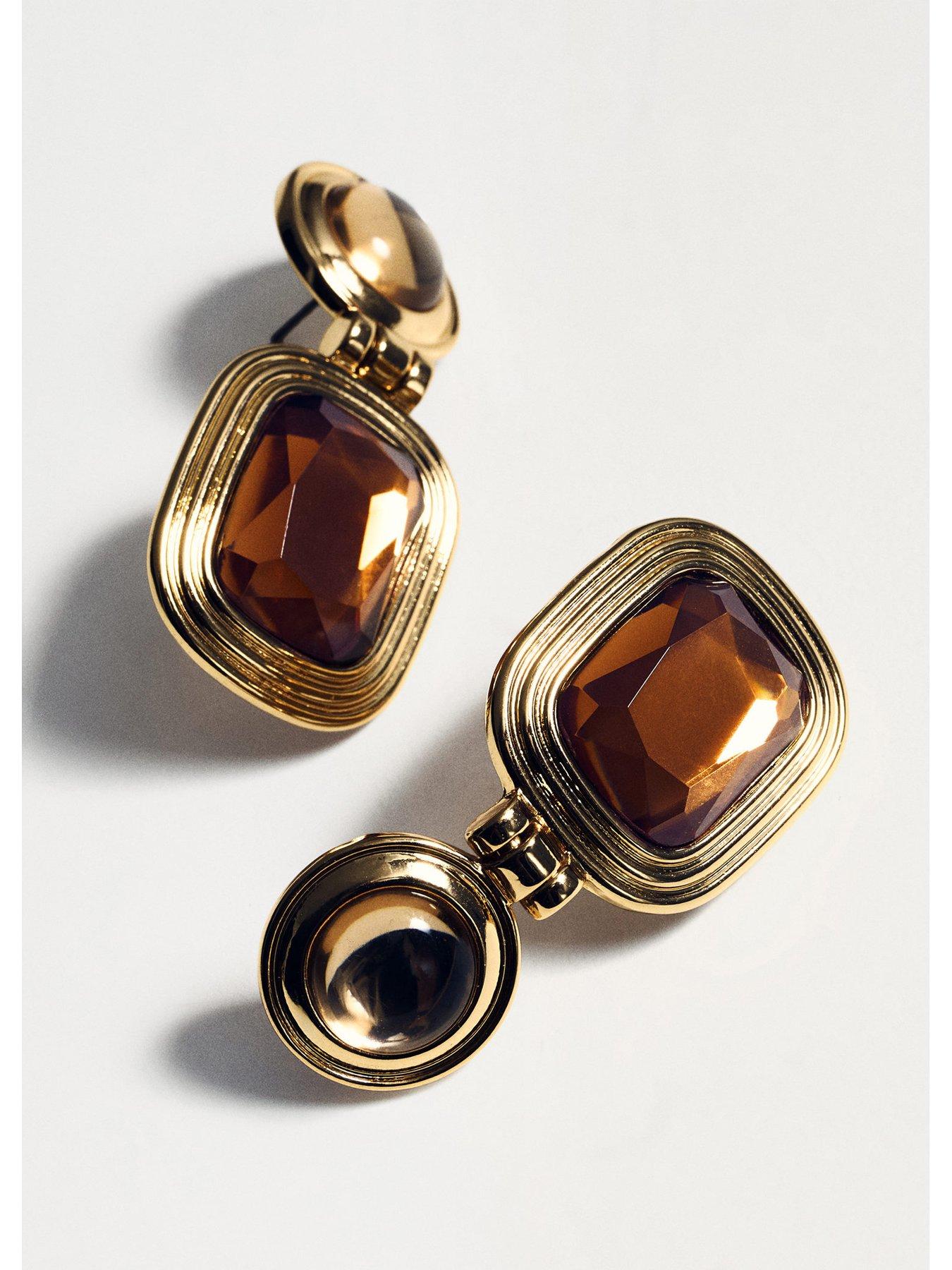  image of mango-combined-resin-hanging-earrings-gold