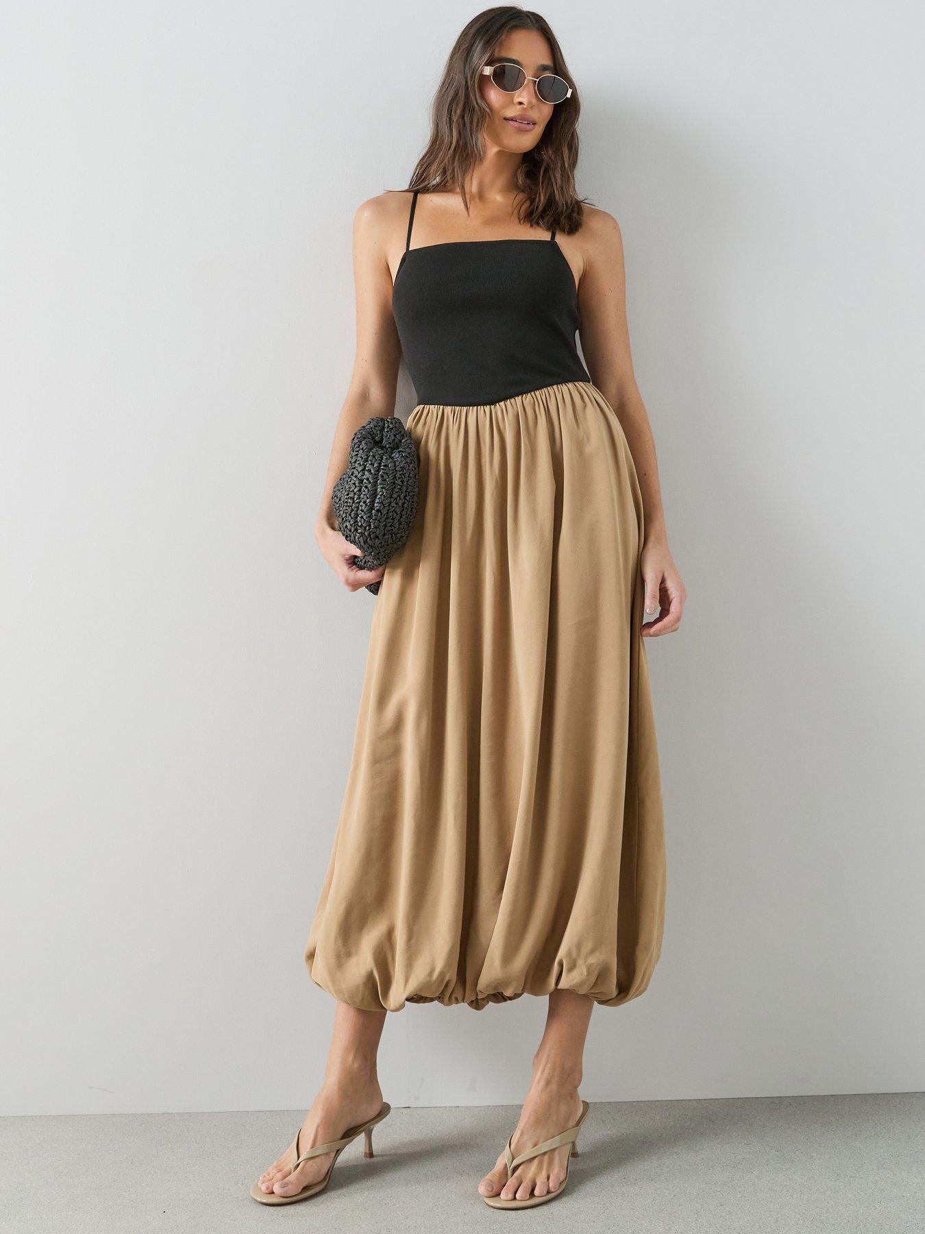 The Very Collection Puff Ball Woven Mix Dress - Black