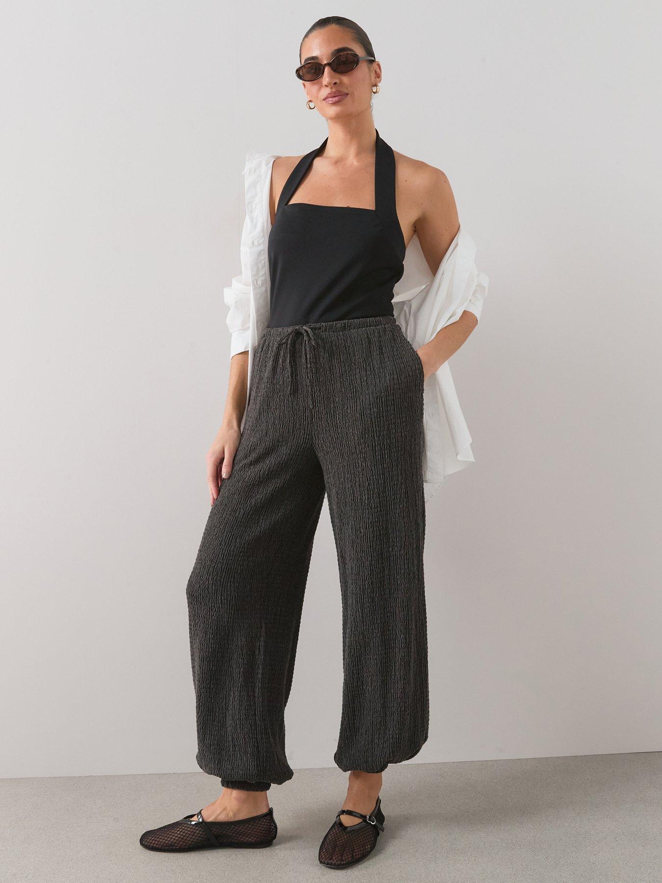 The Very Collection Textured Balloon Leg Trousers - Grey