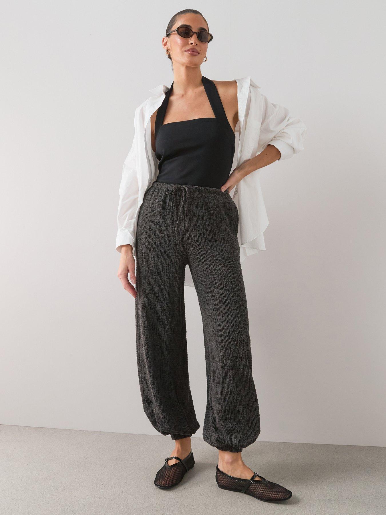 Image 6 of 7 of The Very Collection Textured Balloon Leg Trousers - Grey