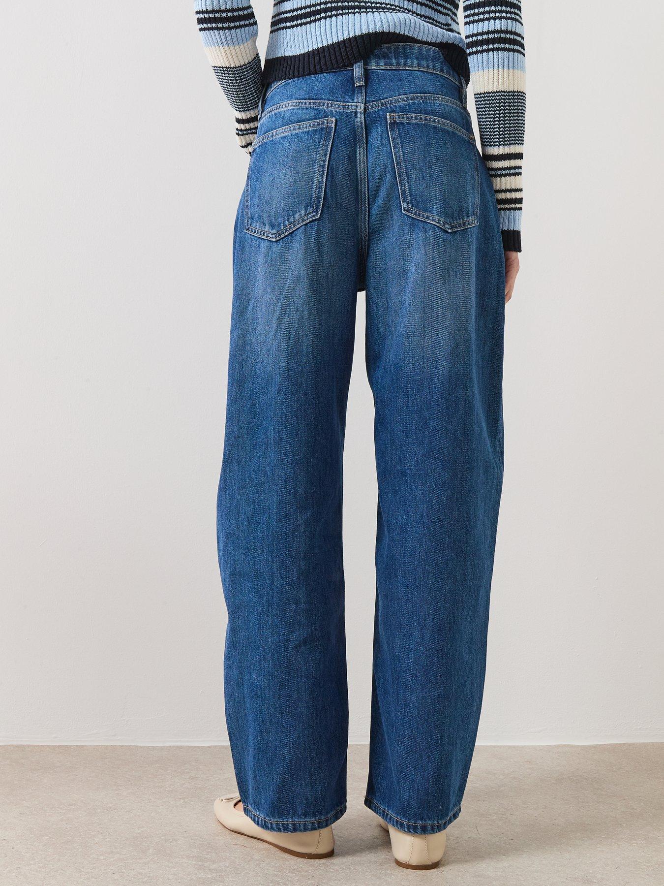 Image 2 of 6 of Mango High Waisted Barrel Jeans - Blue