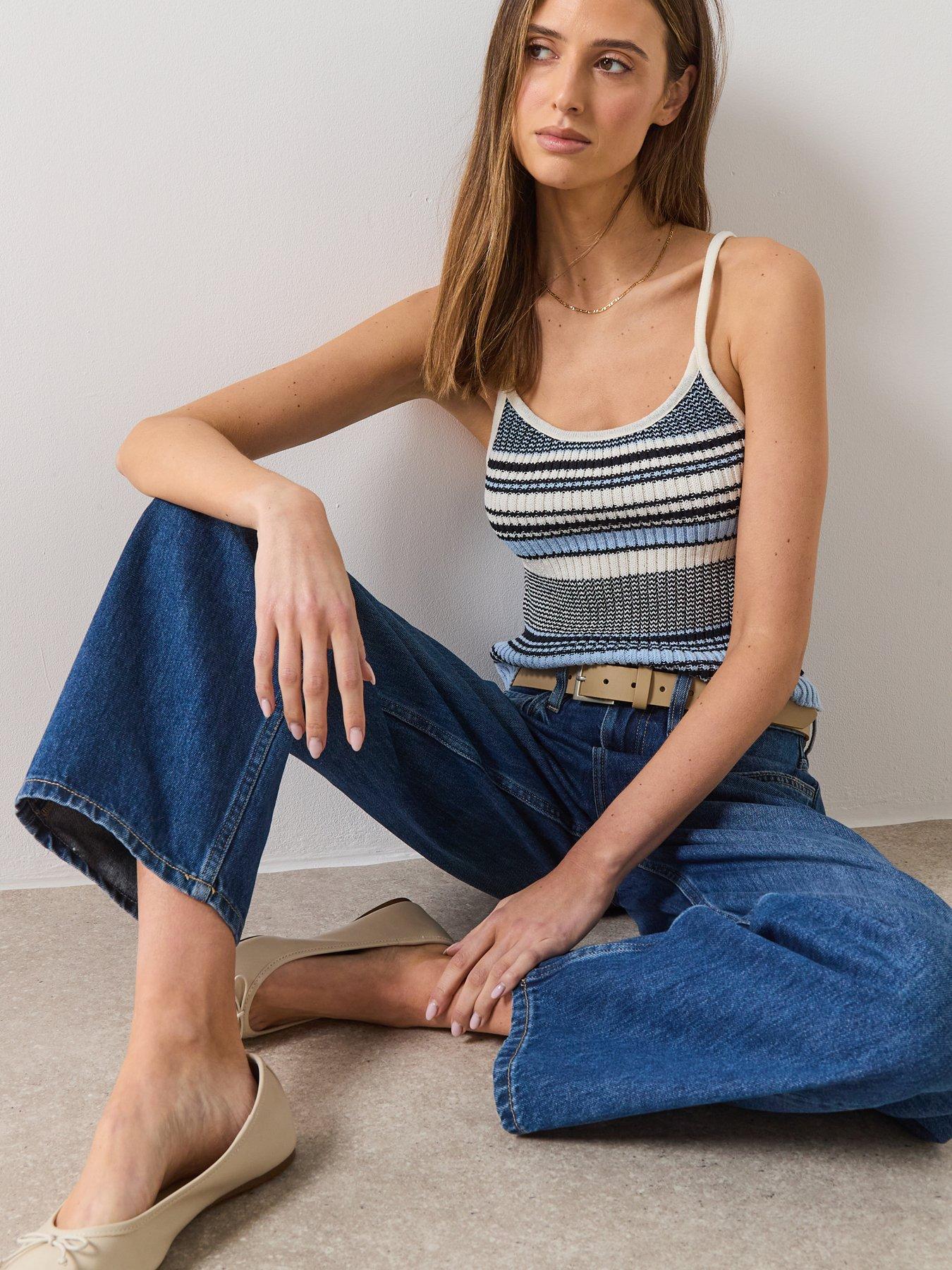 Image 3 of 6 of Mango High Waisted Barrel Jeans - Blue