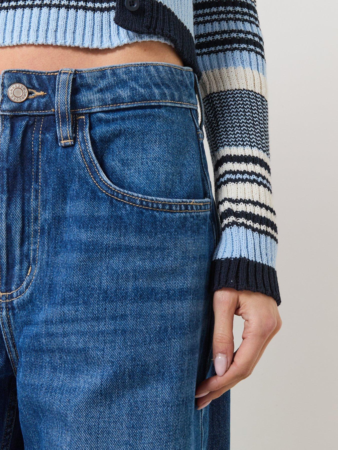 Image 4 of 6 of Mango High Waisted Barrel Jeans - Blue
