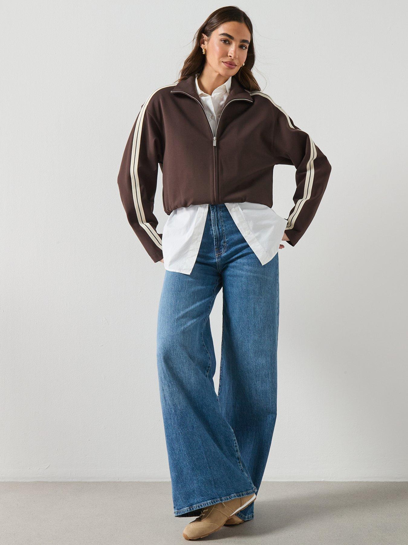  image of mango-contrast-striped-sweatshirt-brown