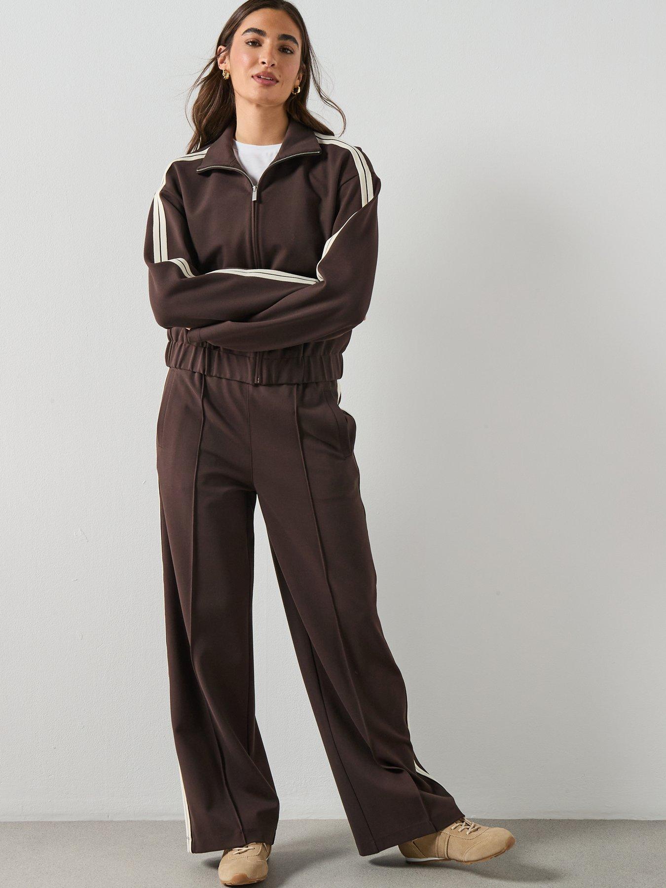  image of mango-contrast-striped-sweatshirt-brown