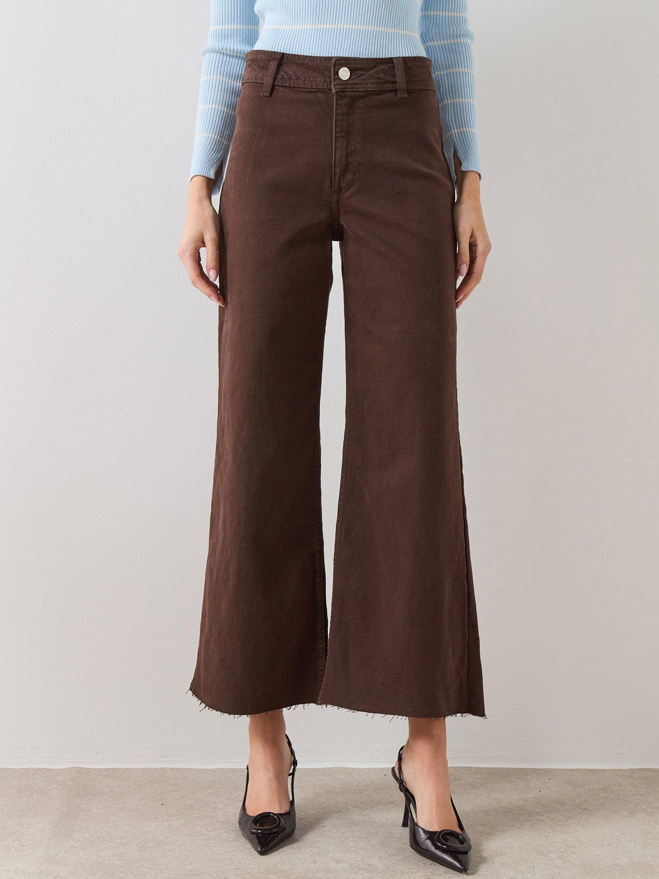 Mango Catherin Culotte High Rise Jeans - Brown