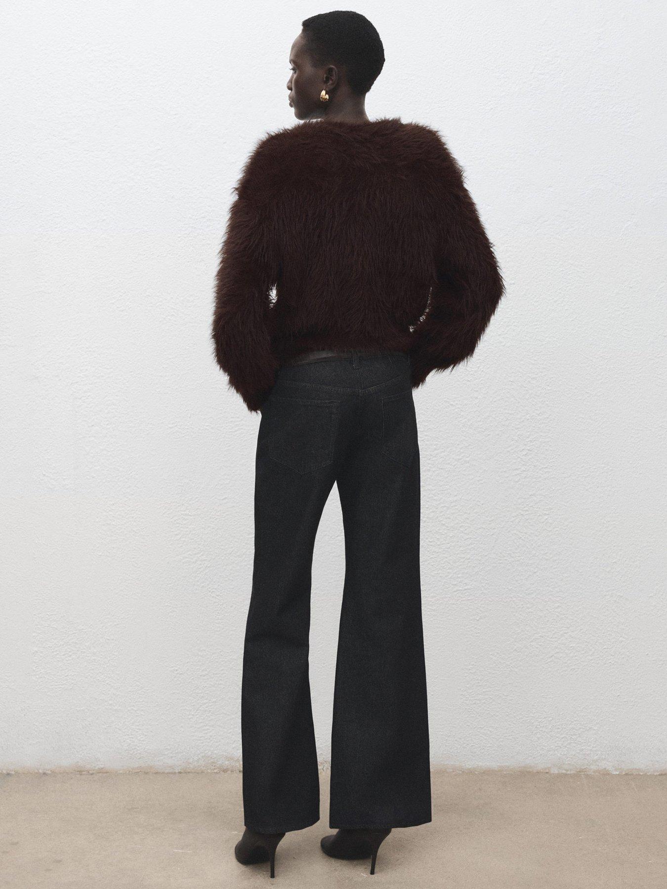 Image 2 of 5 of Mango Faux-fur Sweater - Brown