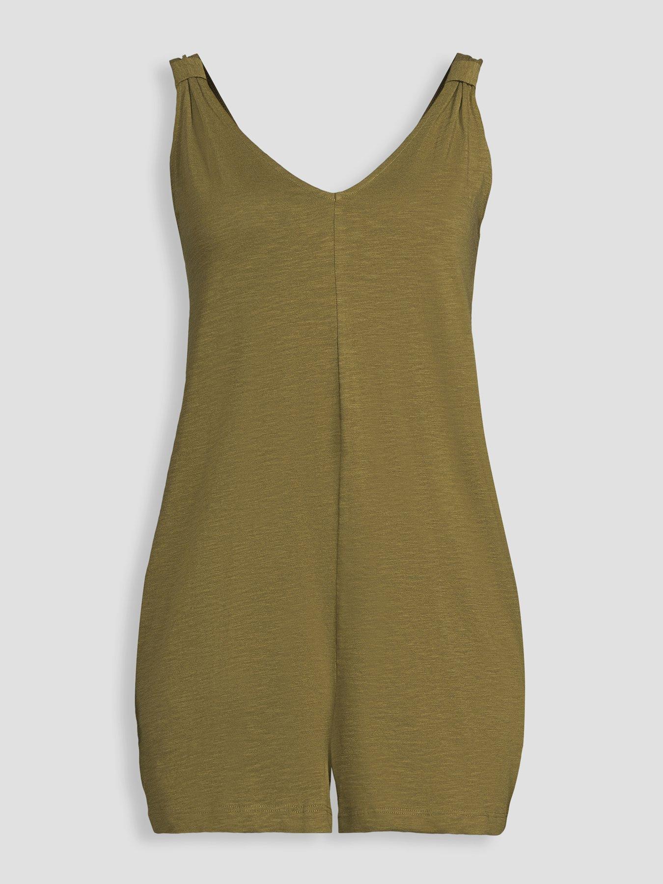 Image 7 of 7 of The Very Collection Casual Cotton Playsuit - Green