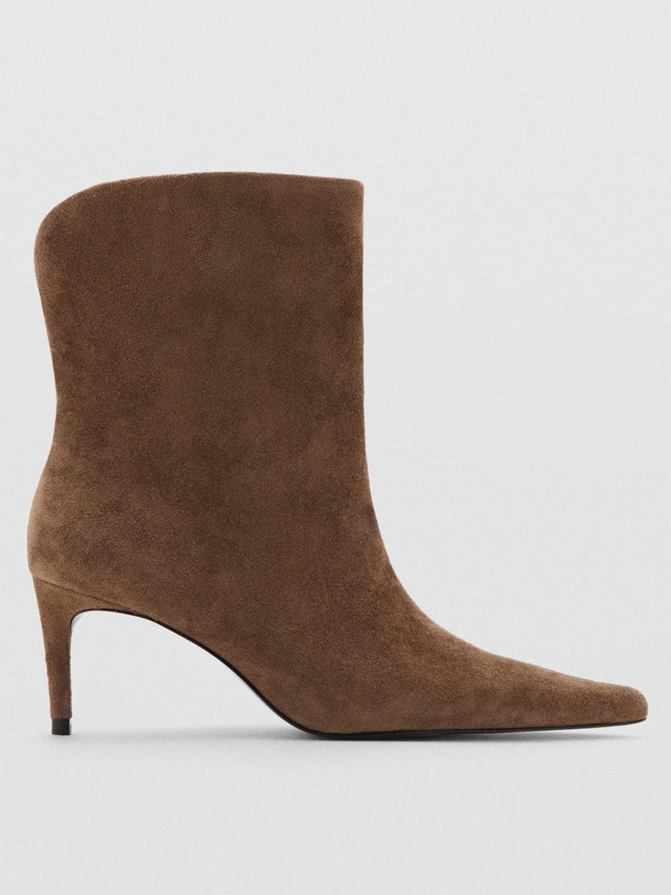 Image 3 of 6 of Mango Pointed Toe Ankle Boots - Brown