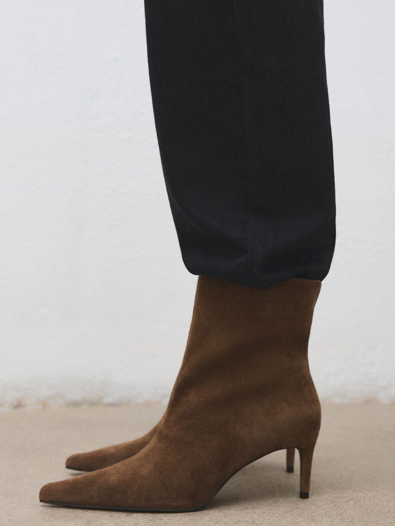 Image 6 of 6 of Mango Pointed Toe Ankle Boots - Brown