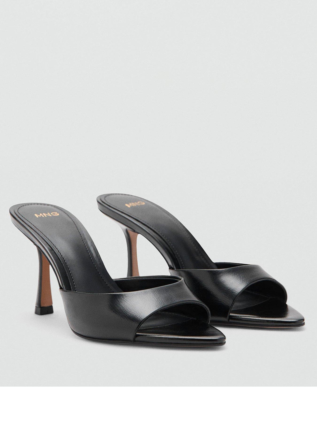 Image 1 of 5 of Mango Pointed Heel Sandals - Black