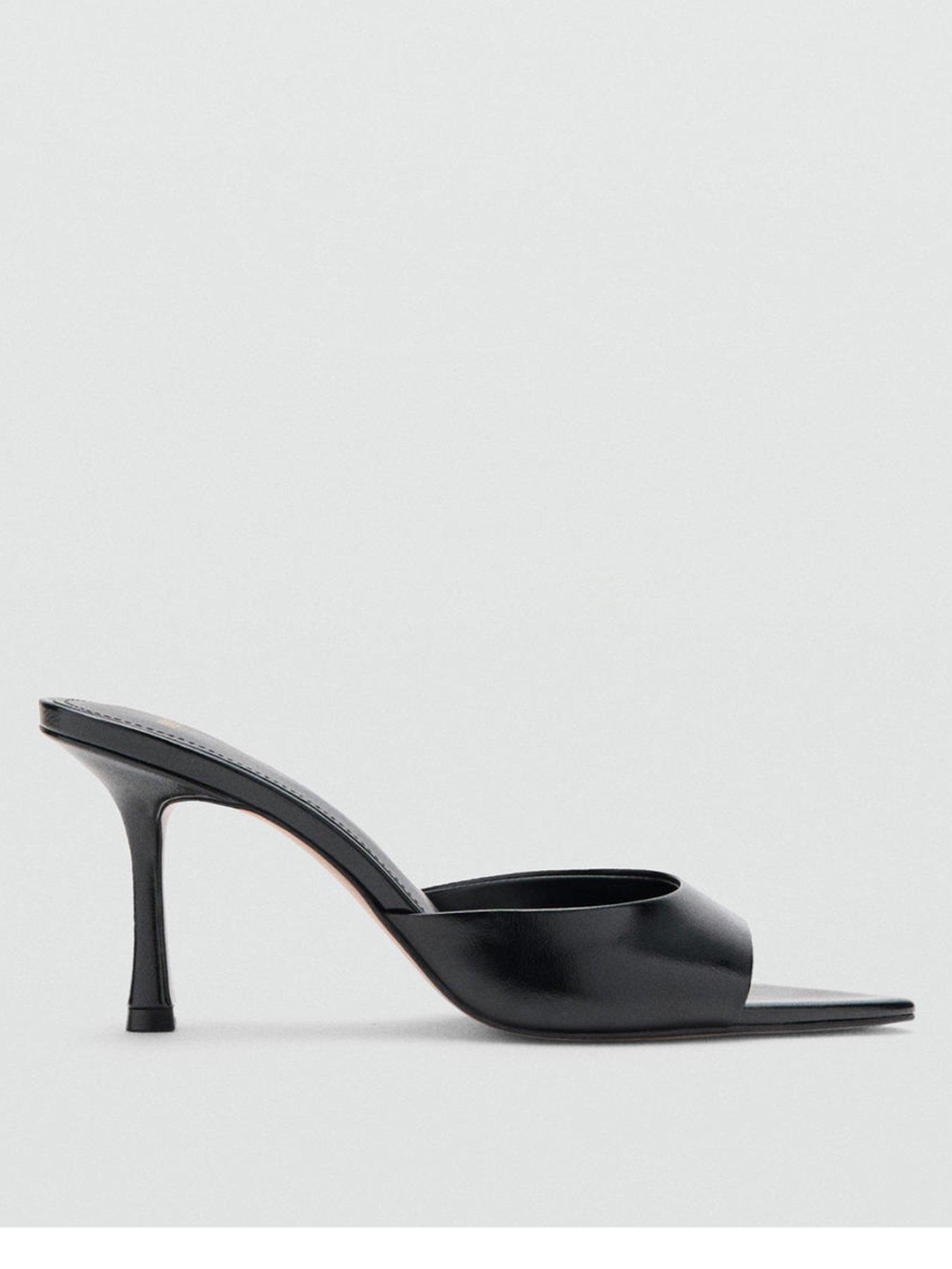 Image 2 of 5 of Mango Pointed Heel Sandals - Black