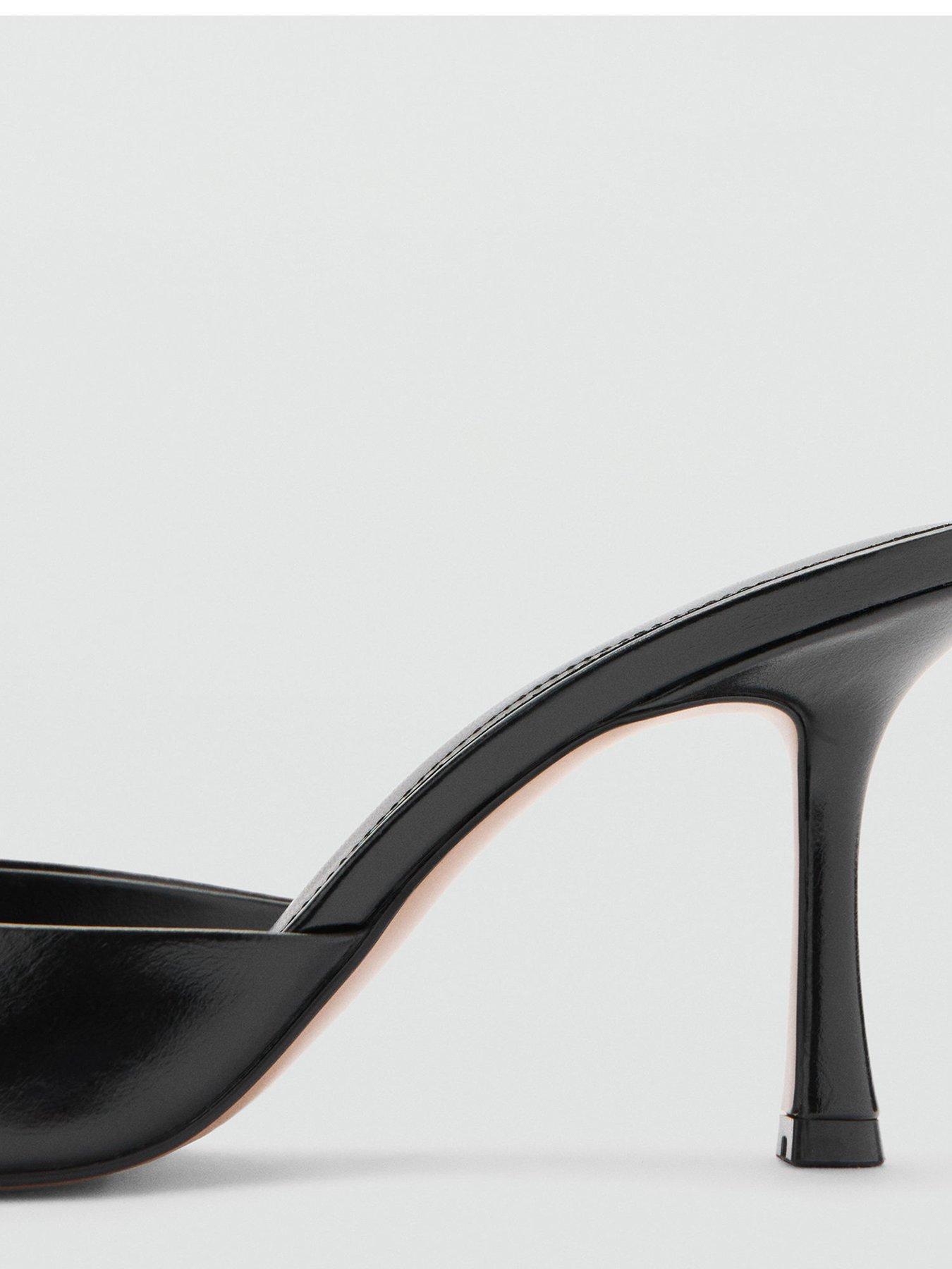 Image 4 of 5 of Mango Pointed Heel Sandals - Black