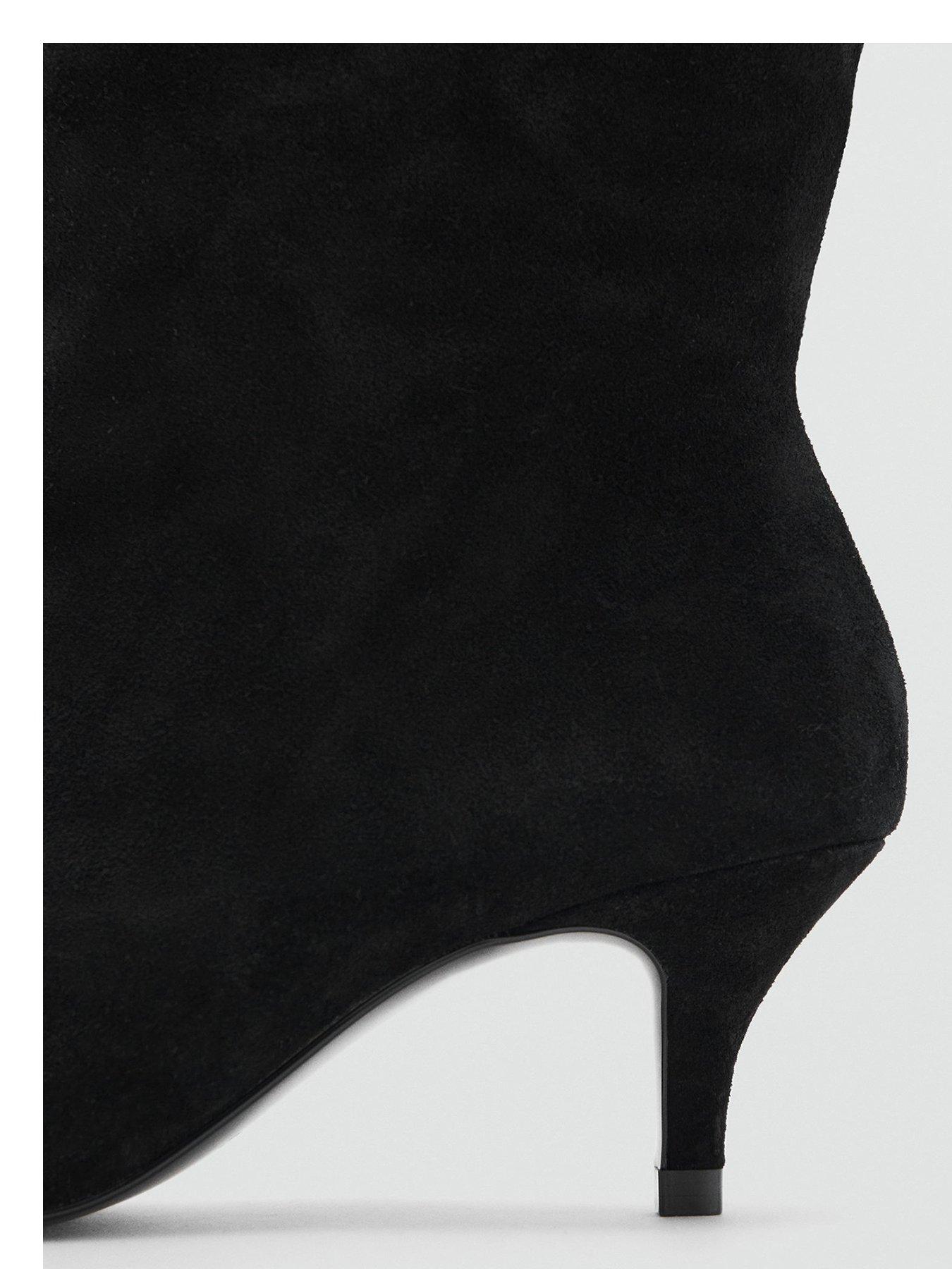  image of mango-pointed-toe-suede-boots-black