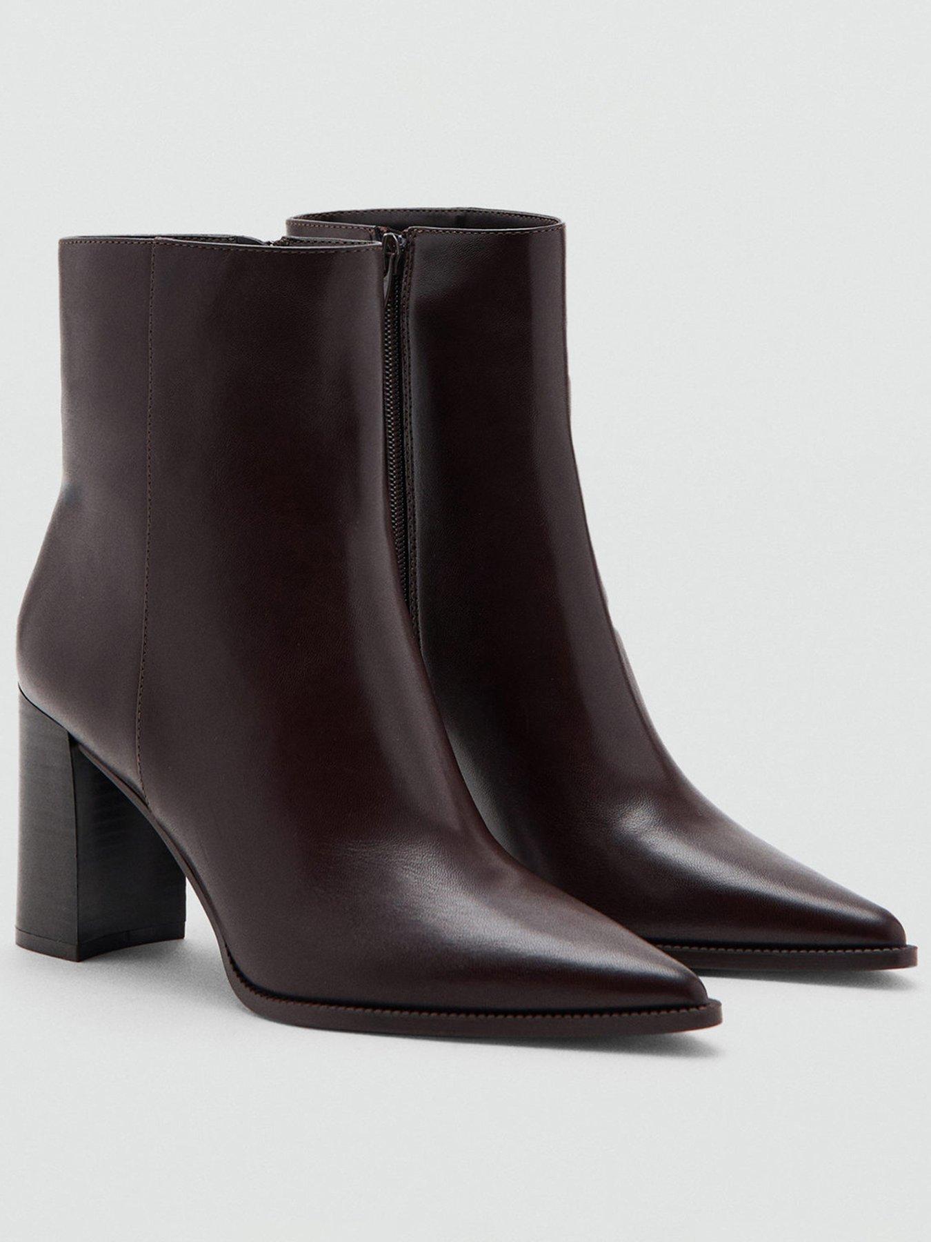  image of mango-ankle-boots-with-block-heel-brown