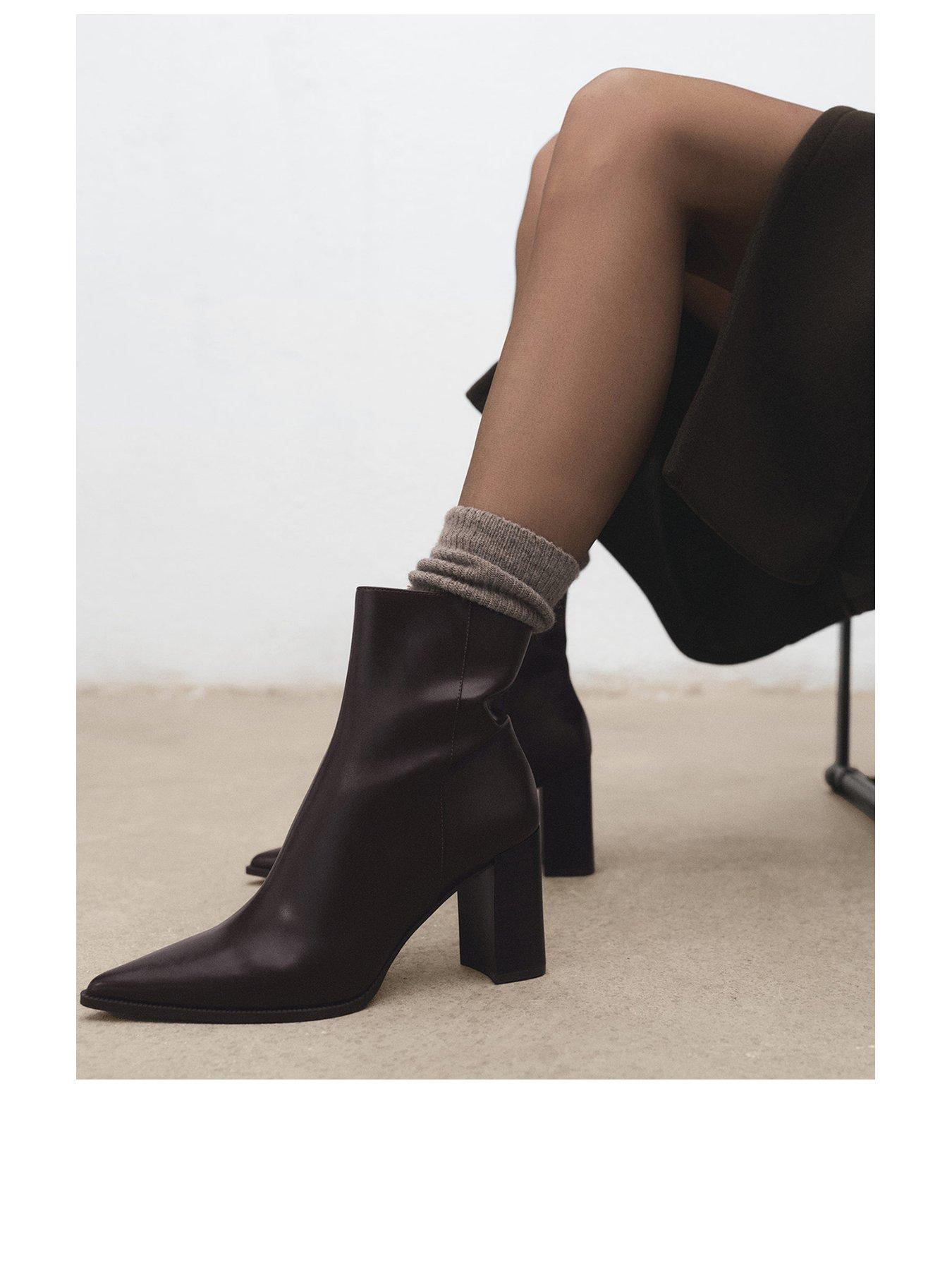  image of mango-ankle-boots-with-block-heel-brown