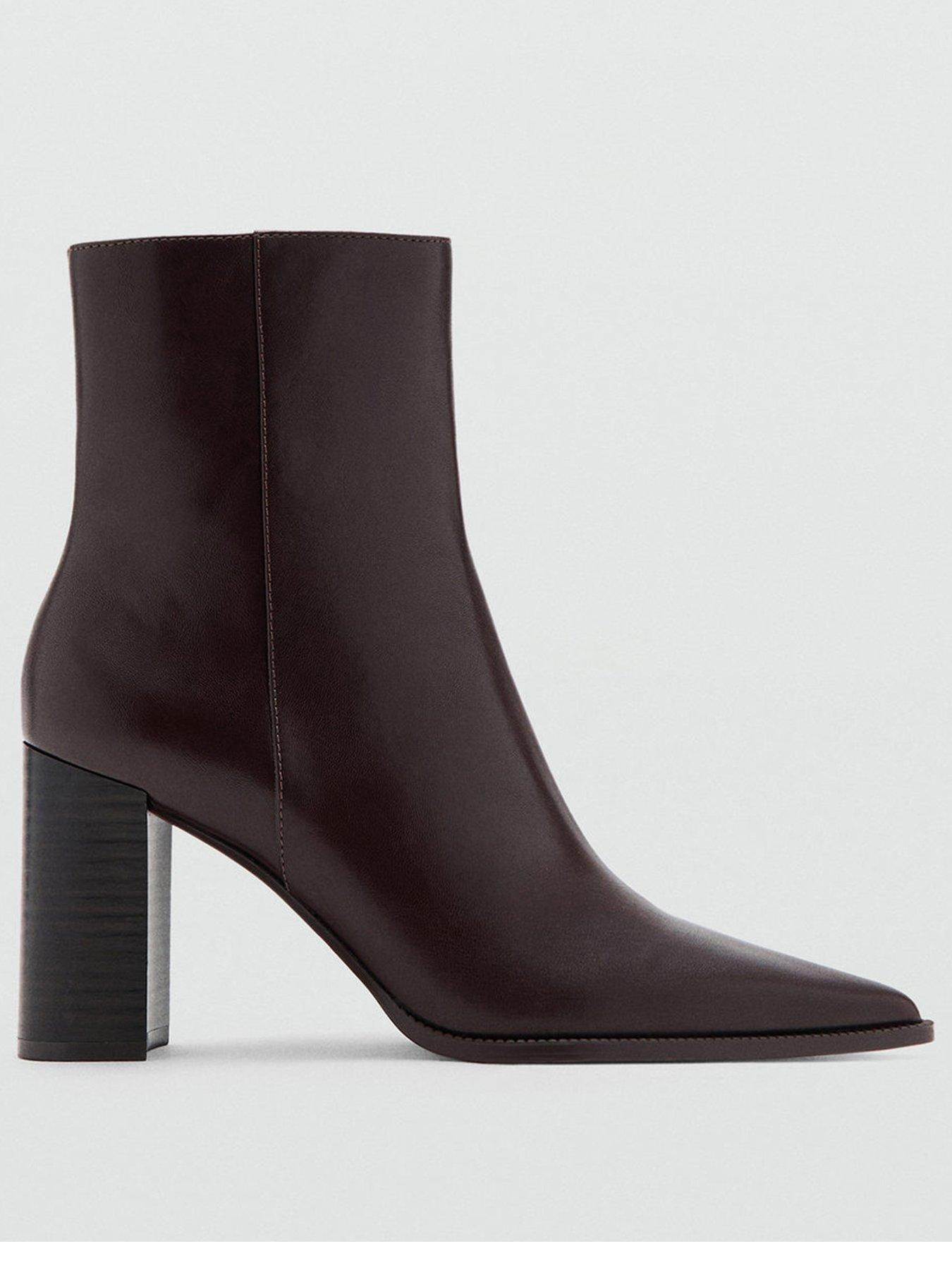  image of mango-ankle-boots-with-block-heel-brown
