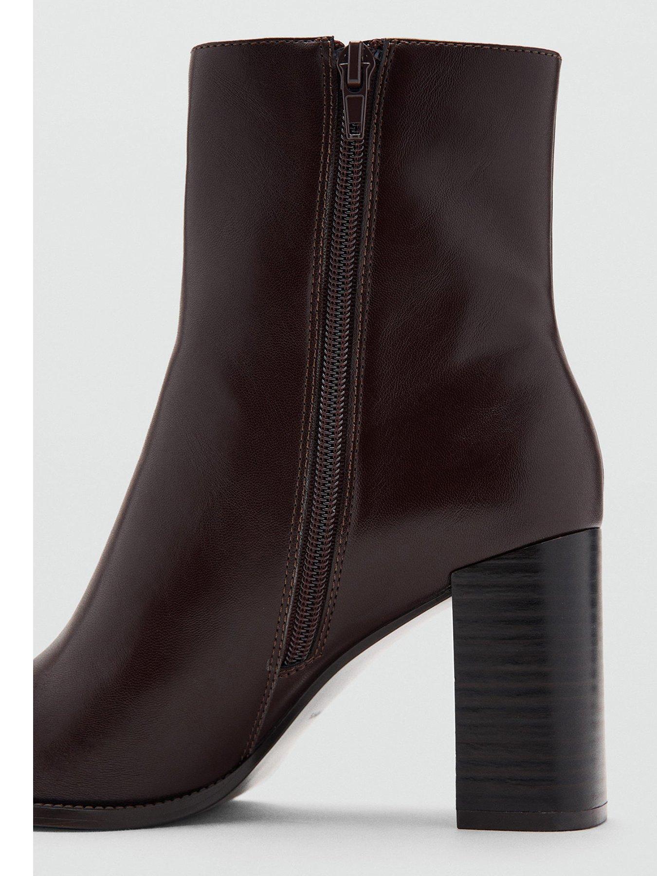  image of mango-ankle-boots-with-block-heel-brown