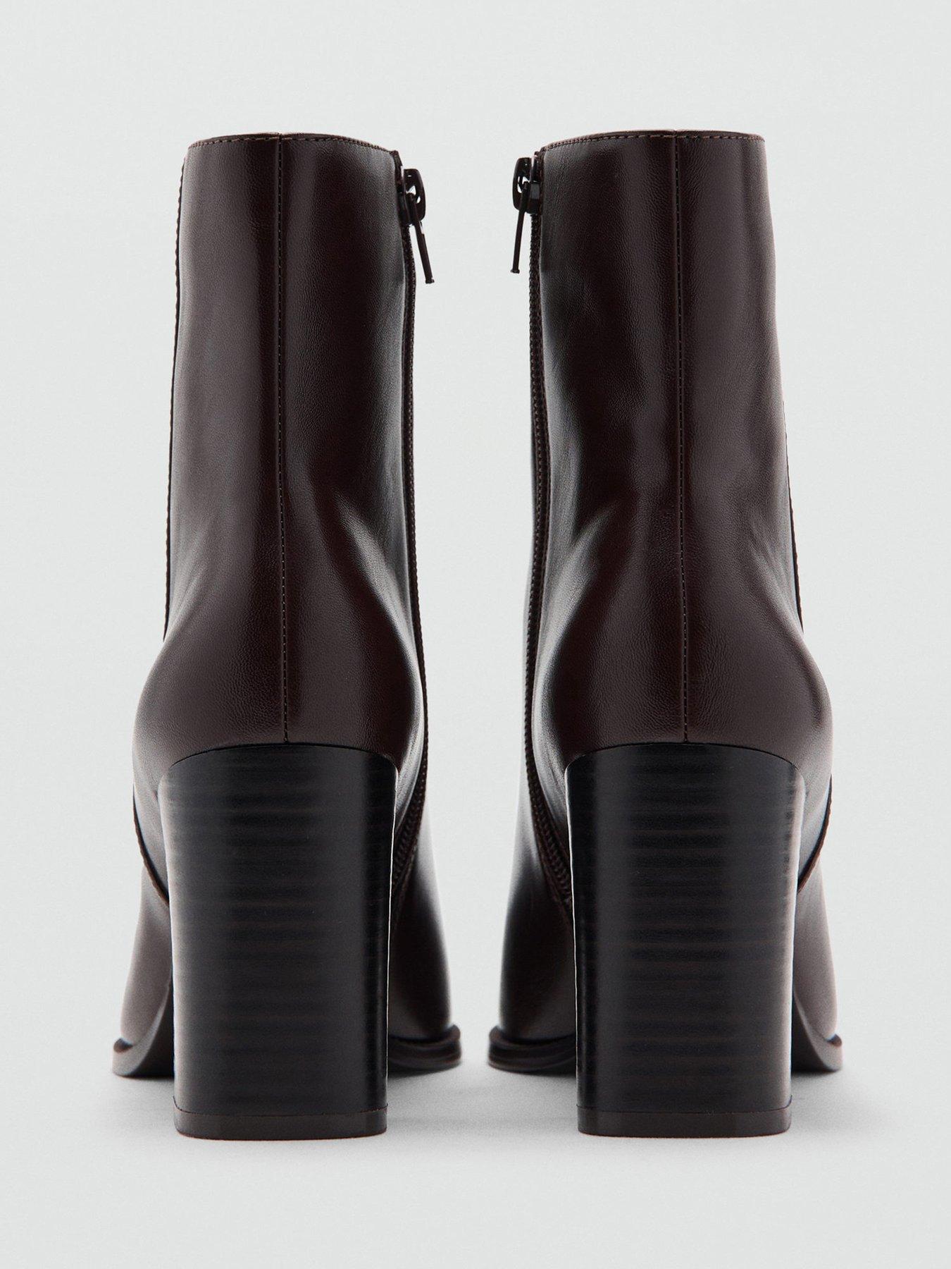  image of mango-ankle-boots-with-block-heel-brown