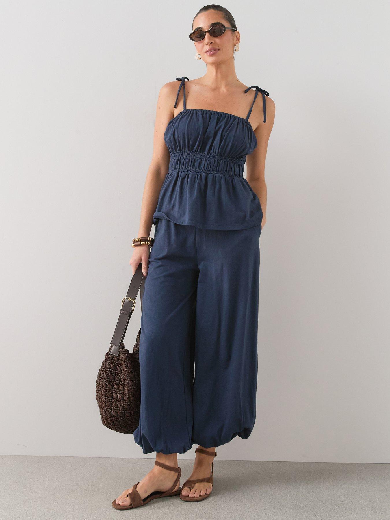 The Very Collection Balloon Leg Trousers Co-Ord - Blue