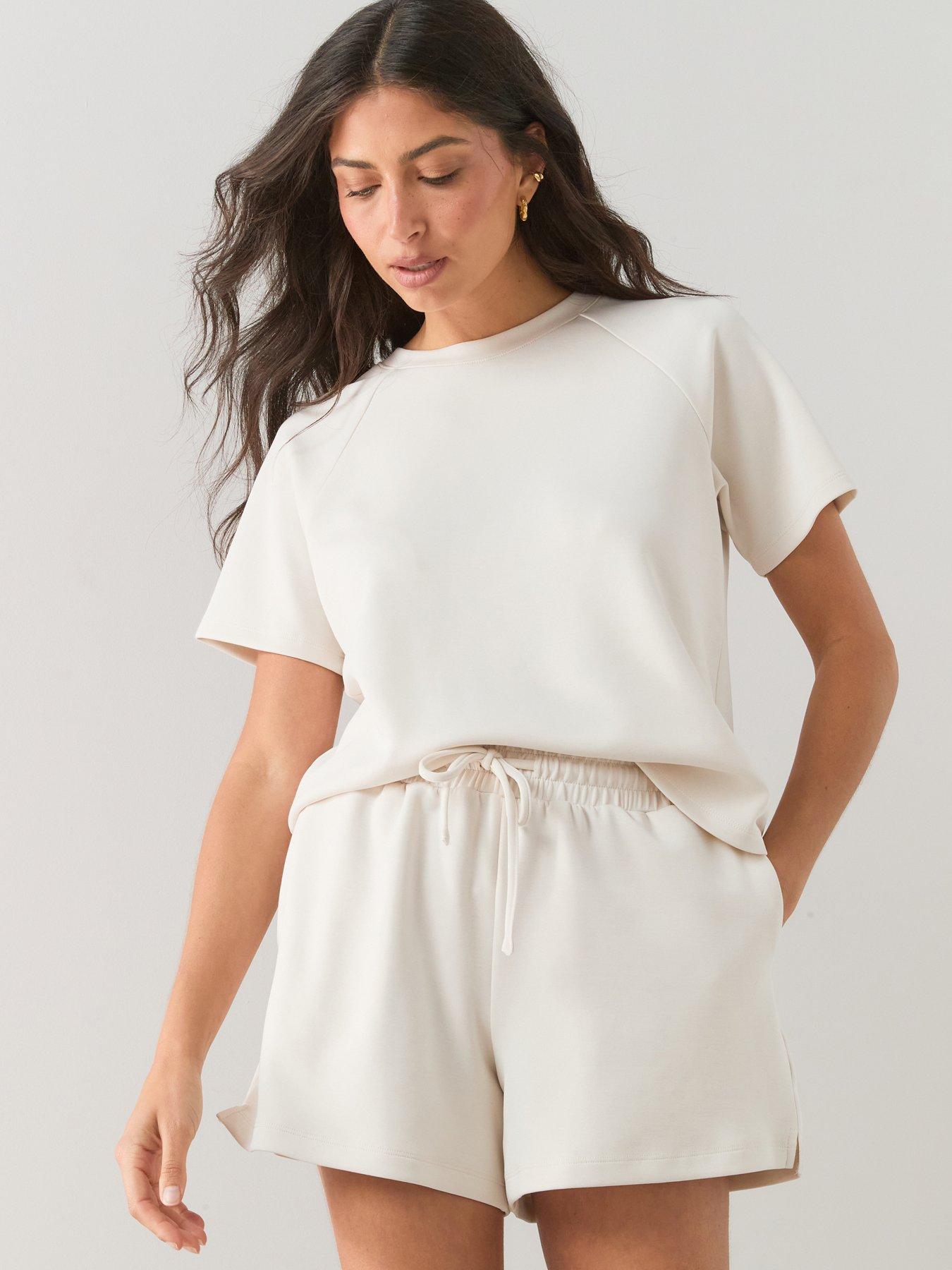 The Very Collection Short Sleeve Modal T-Shirt Co-Ord - Cream
