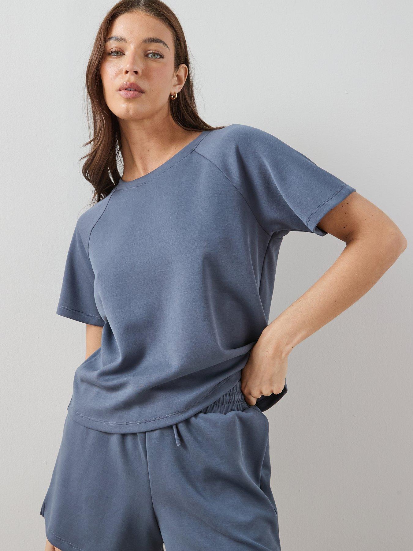 Image 1 of 7 of The Very Collection Short Sleeve Modal Tee Co-Ord - Blue