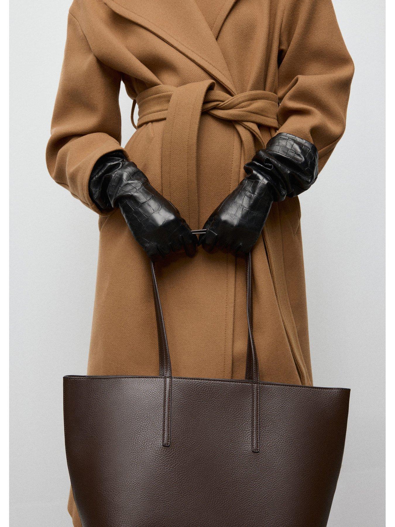  image of mango-shopper-bag-with-double-handle-brown