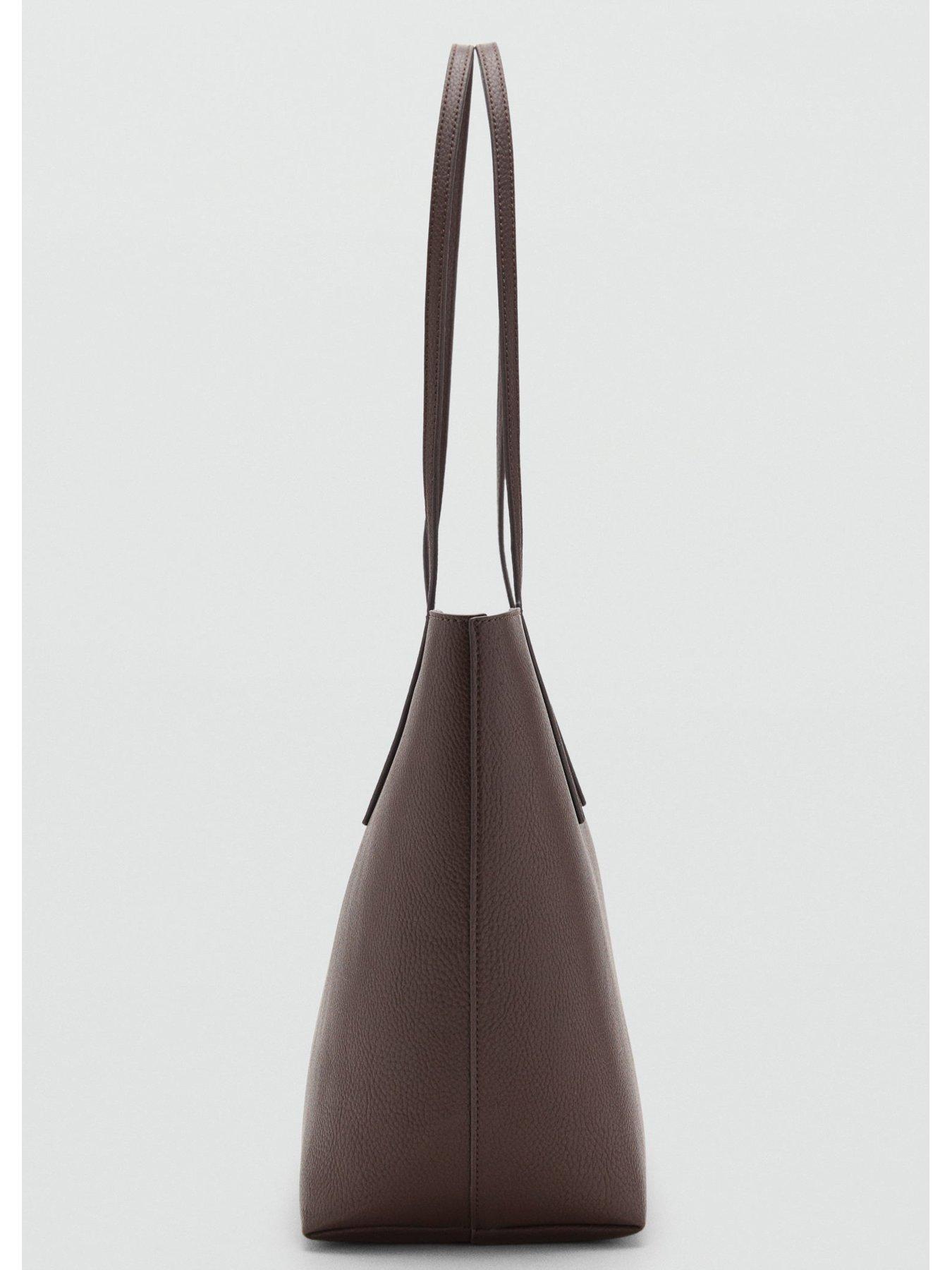  image of mango-shopper-bag-with-double-handle-brown