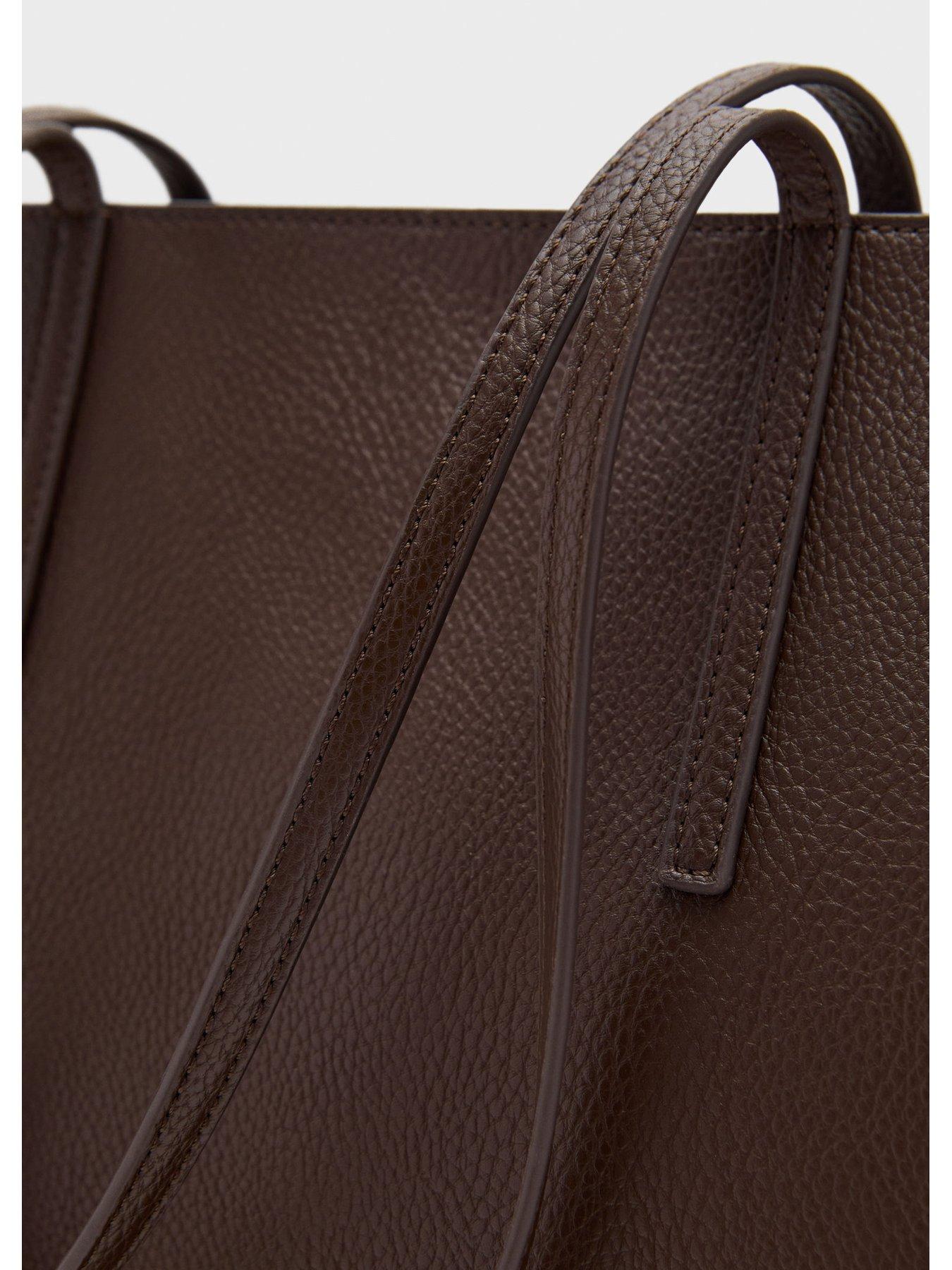  image of mango-shopper-bag-with-double-handle-brown