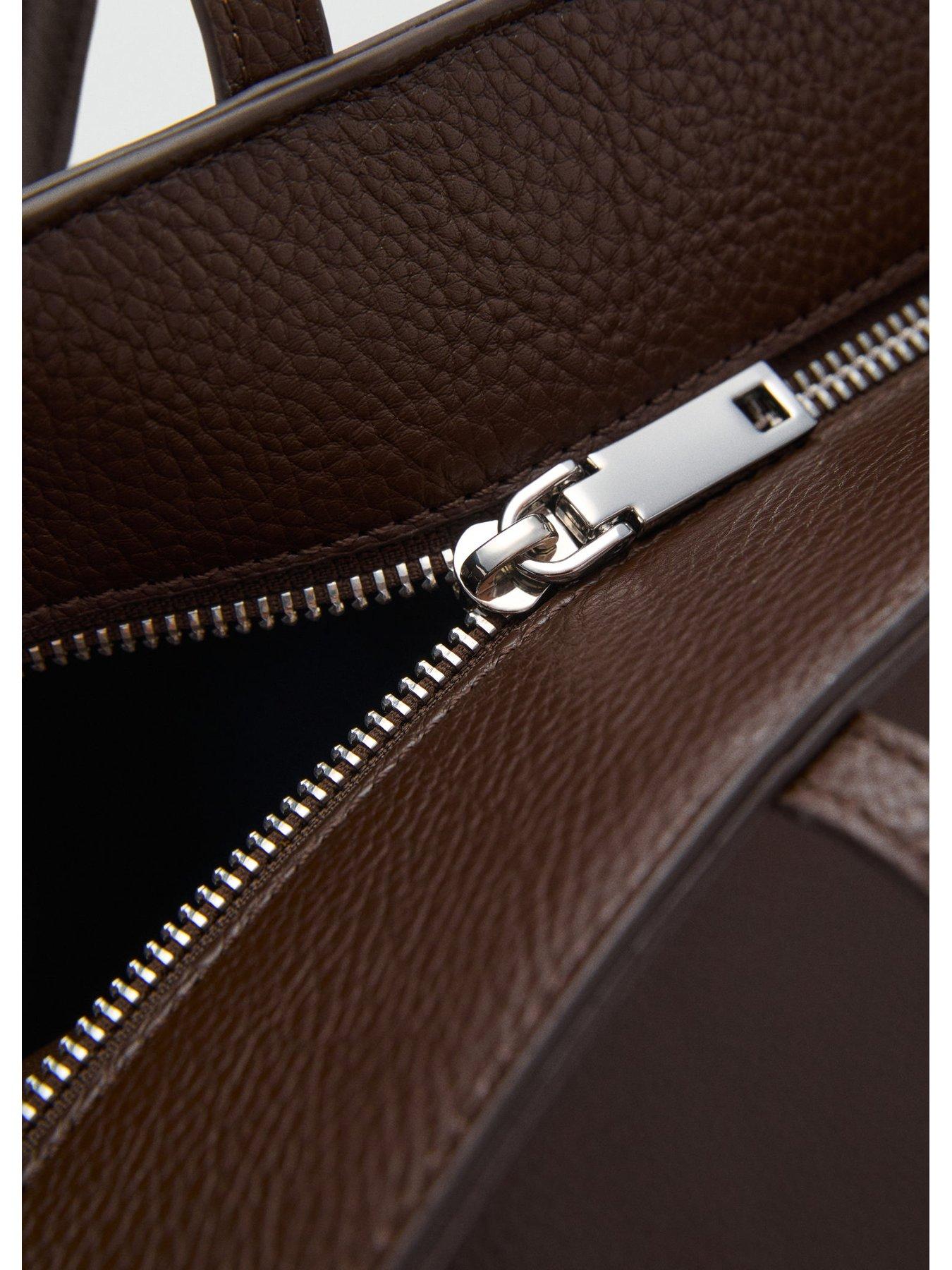  image of mango-shopper-bag-with-double-handle-brown