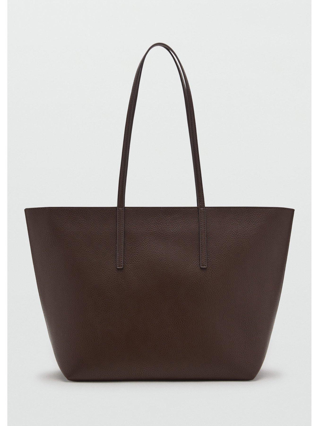  image of mango-shopper-bag-with-double-handle-brown
