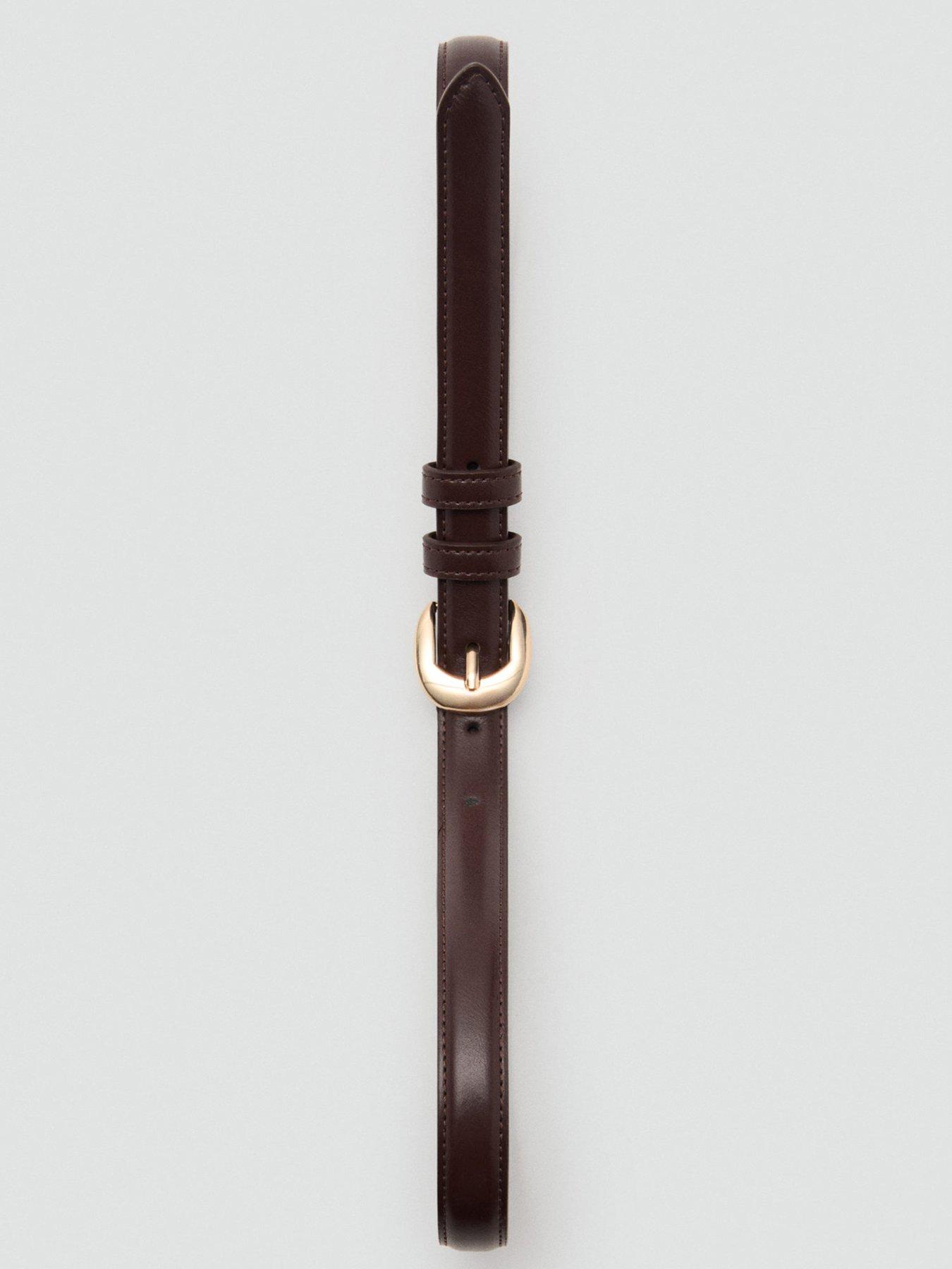 stillFront image of mango-buckle-skinny-belt-brown
