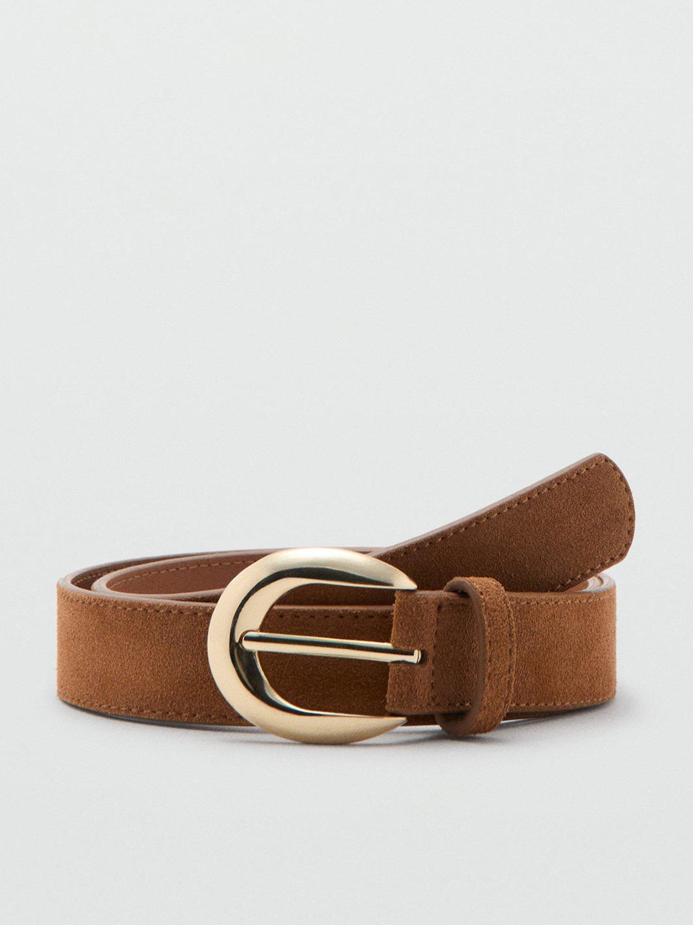 Mango Leather Belt With Oval Buckle - Brown