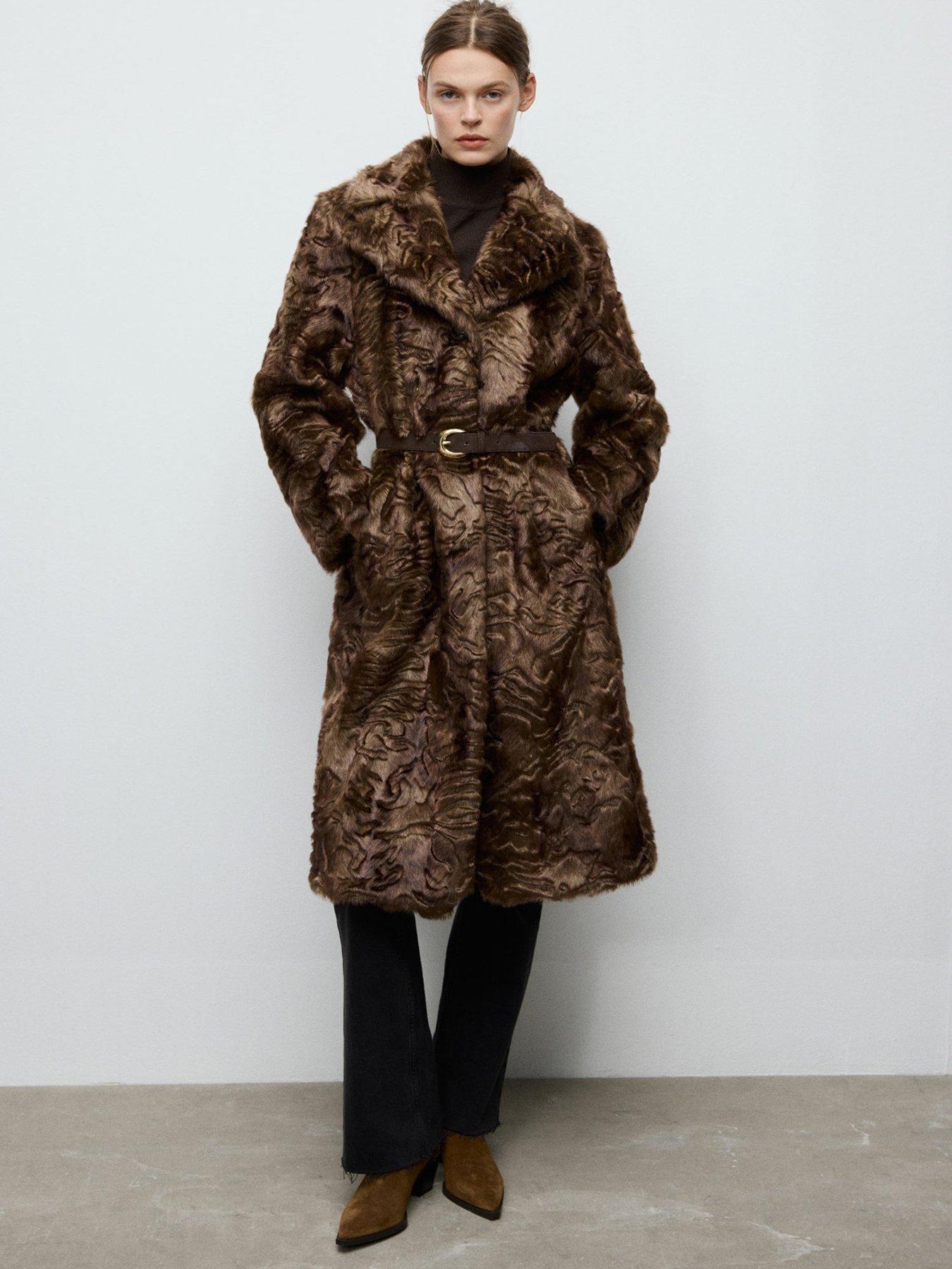  image of mango-leather-belt-with-oval-buckle-brown