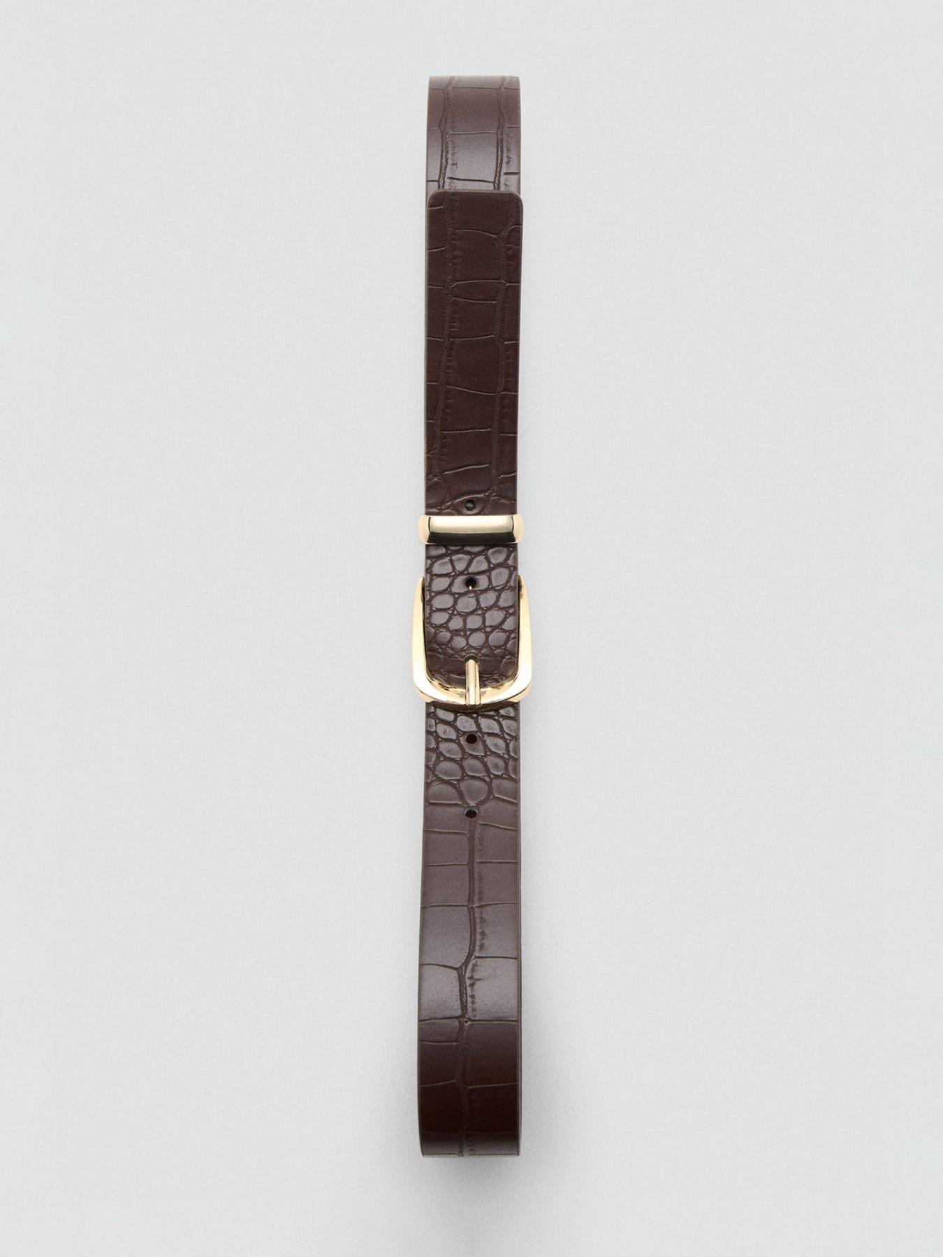 Image 2 of 4 of Mango Croco Faux-leather Belt - Brown