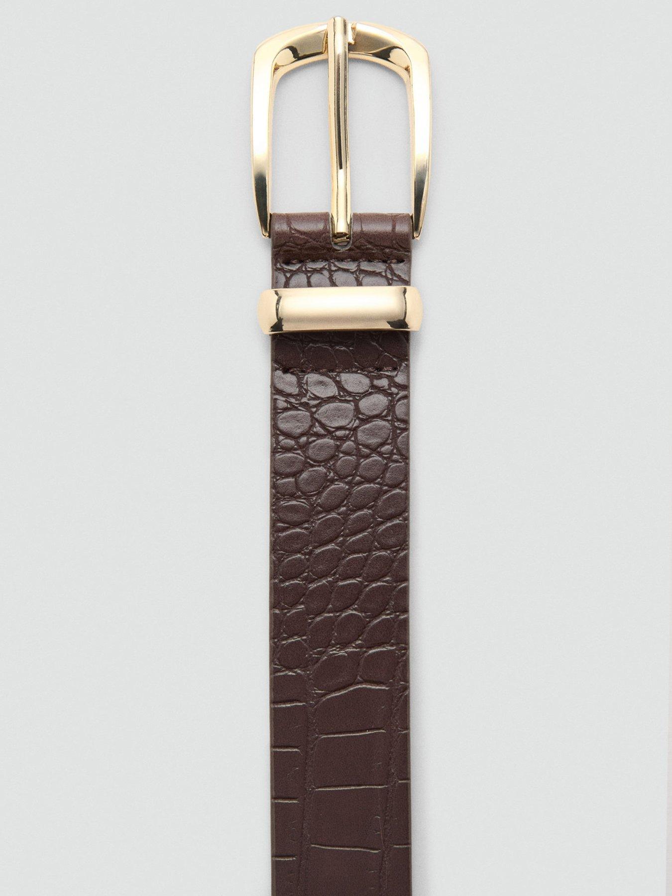 Image 4 of 4 of Mango Croco Faux-leather Belt - Brown