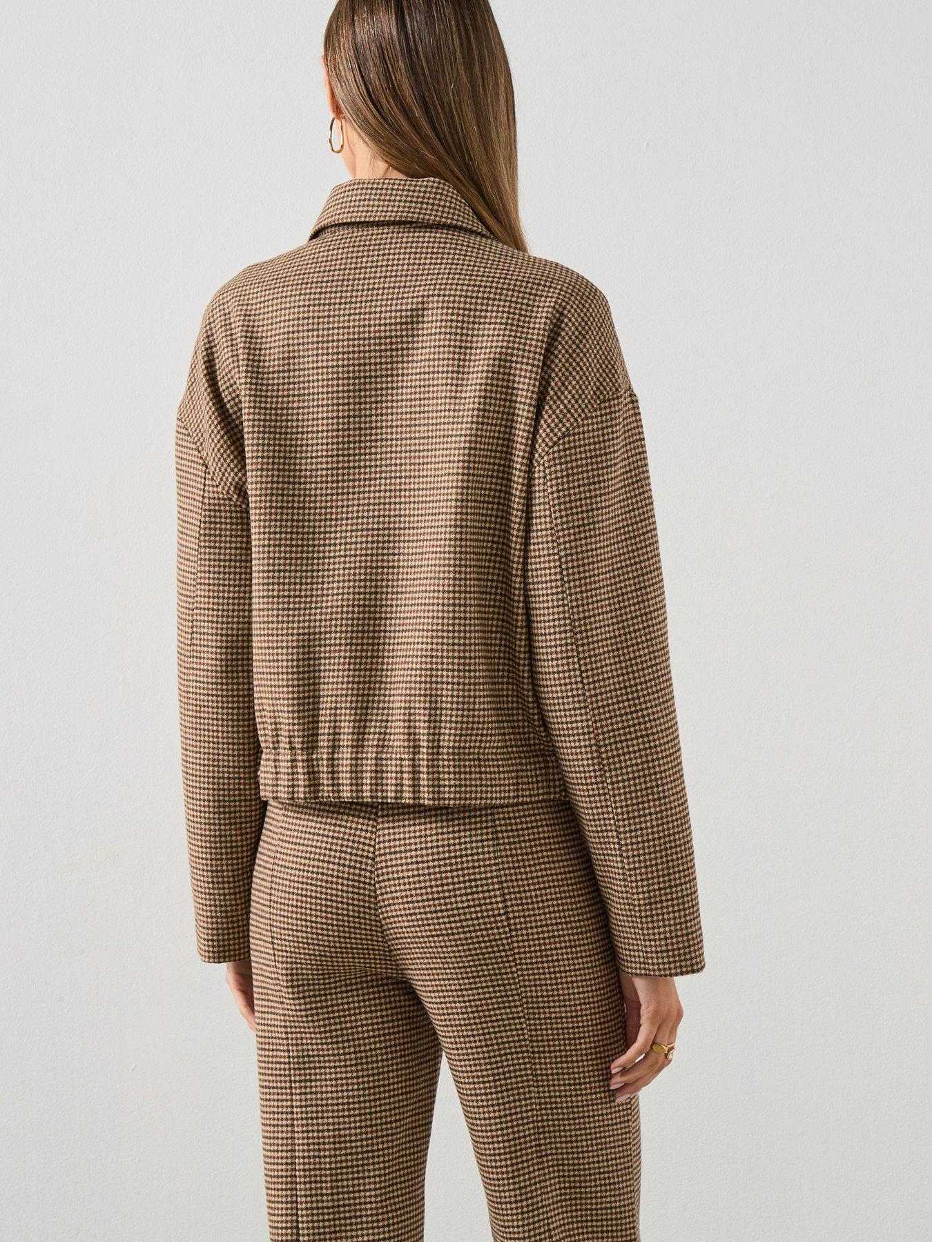 Image 2 of 6 of Mango Houndstooth Jacket - Brown