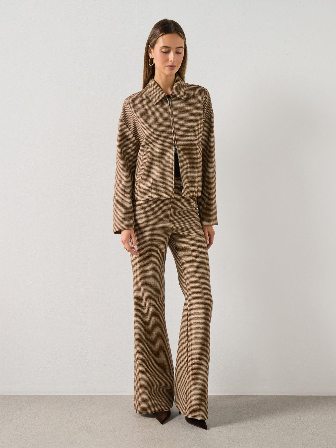 Image 3 of 6 of Mango Houndstooth Jacket - Brown
