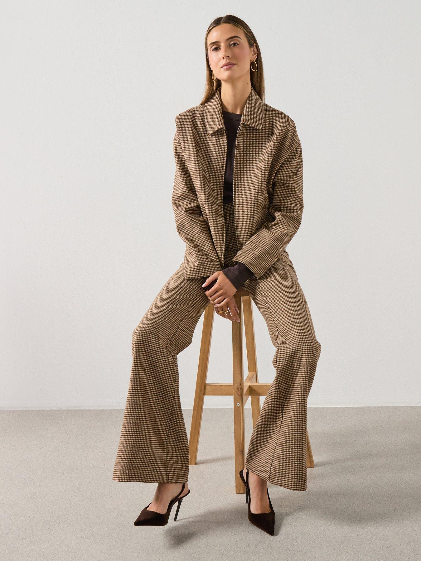 Image 4 of 6 of Mango Houndstooth Jacket - Brown
