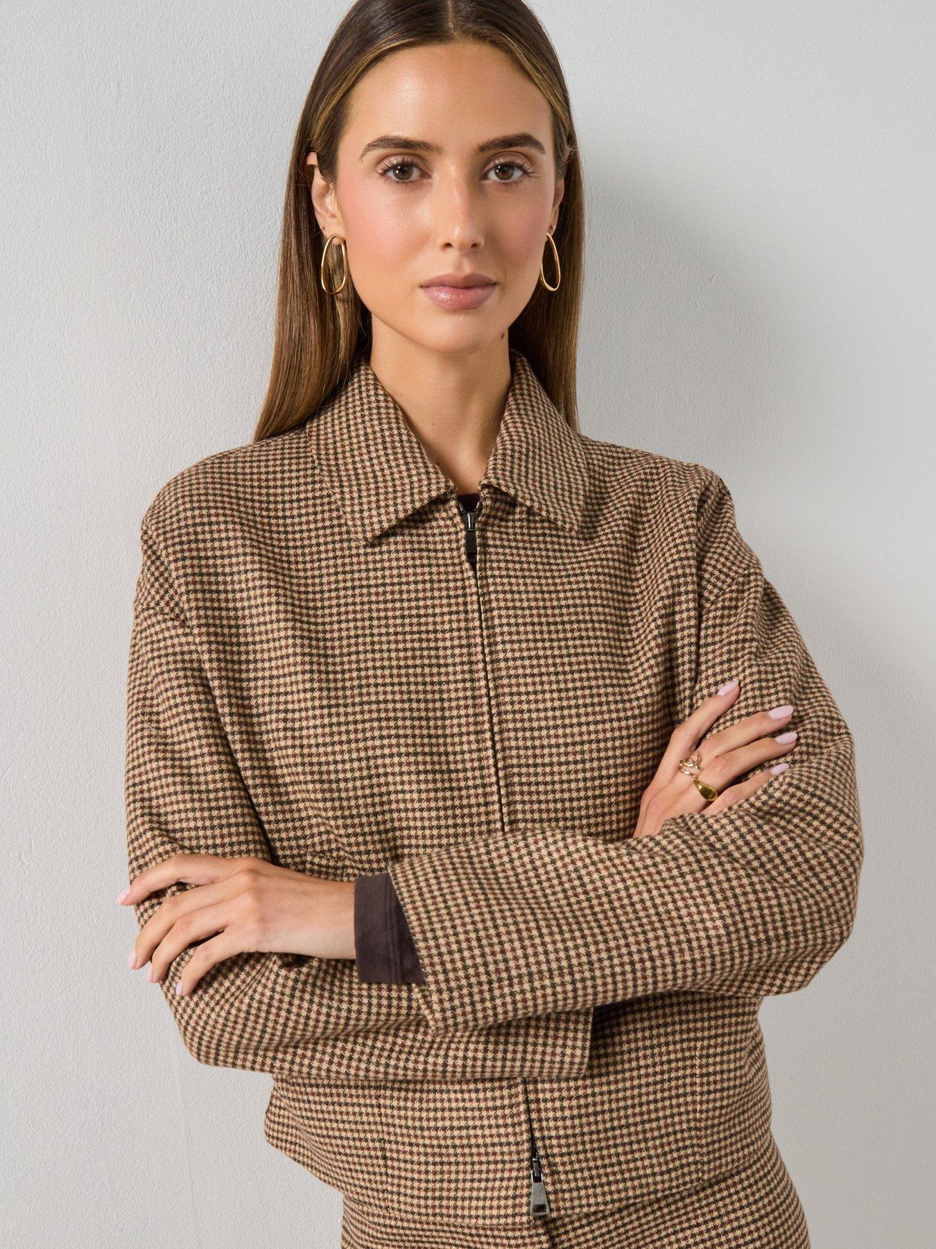 Image 6 of 6 of Mango Houndstooth Jacket - Brown