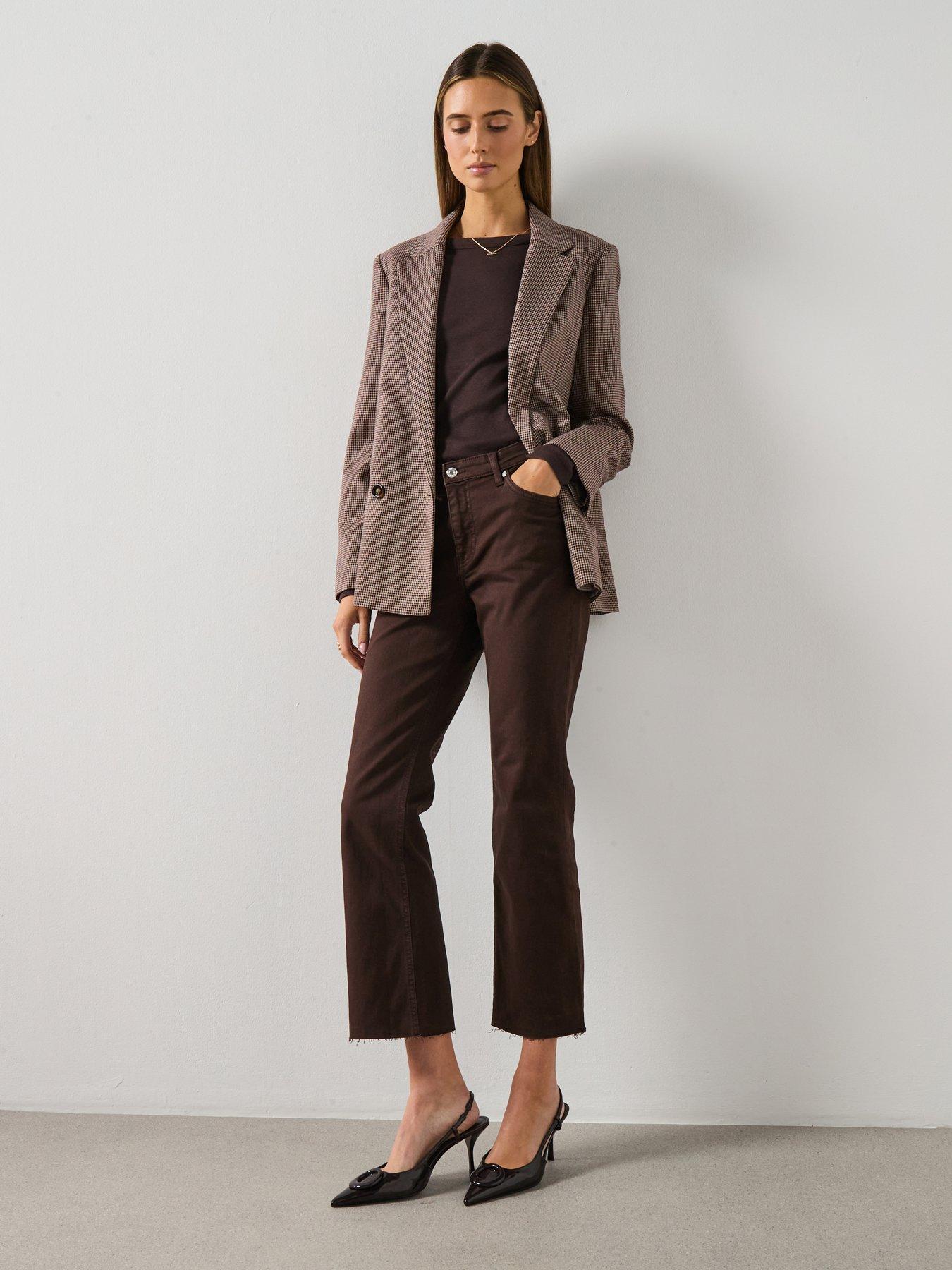 Image 5 of 6 of Mango Sienna Flared Cropped Jeans - Brown
