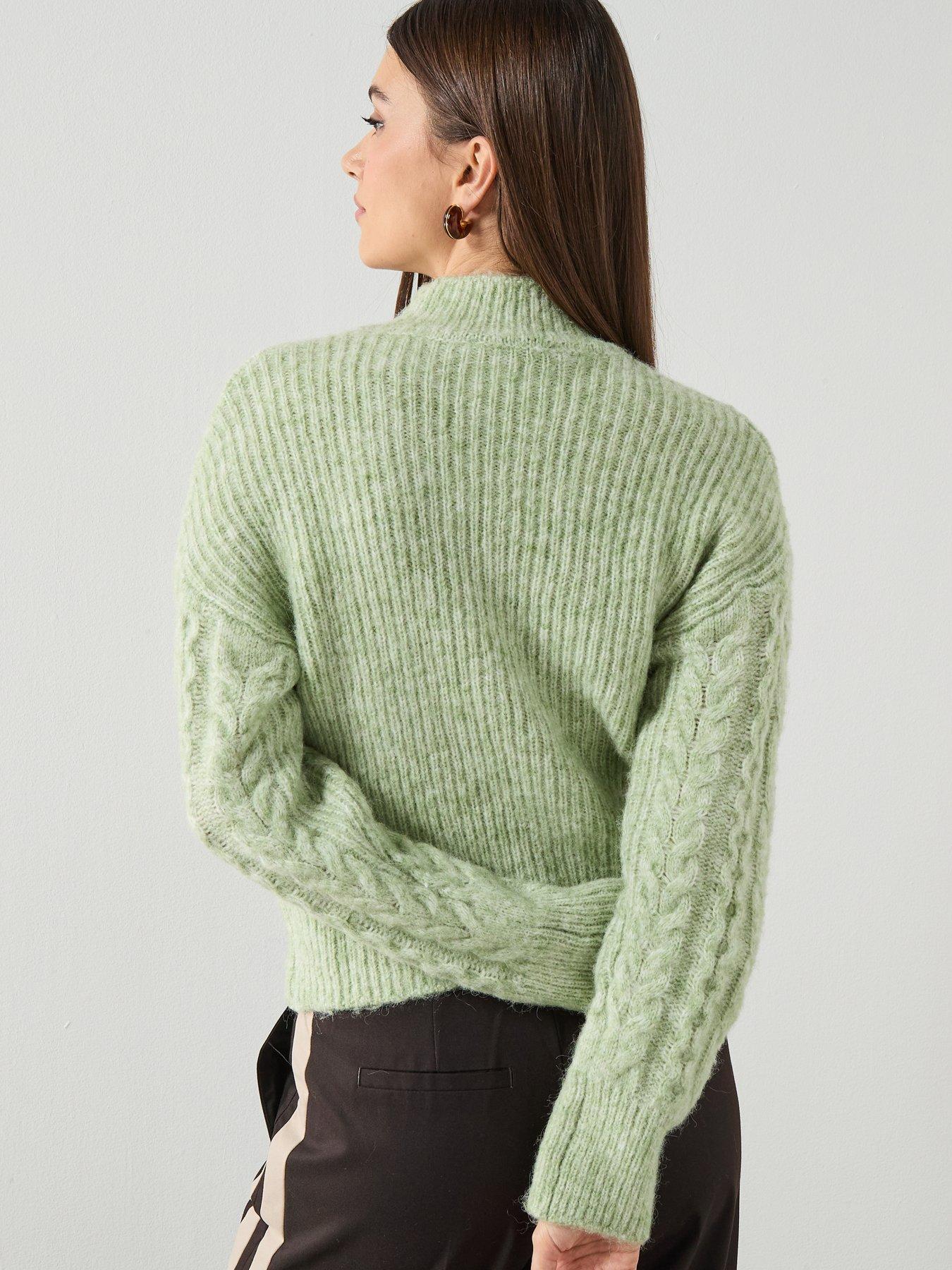 stillFront image of mango-braided-sweater-with-perkins-neck-blue