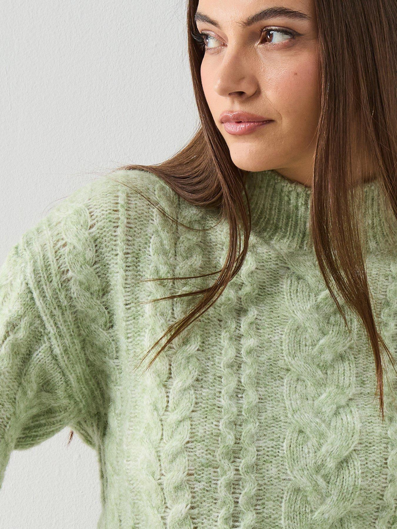 image of mango-braided-sweater-with-perkins-neck-blue