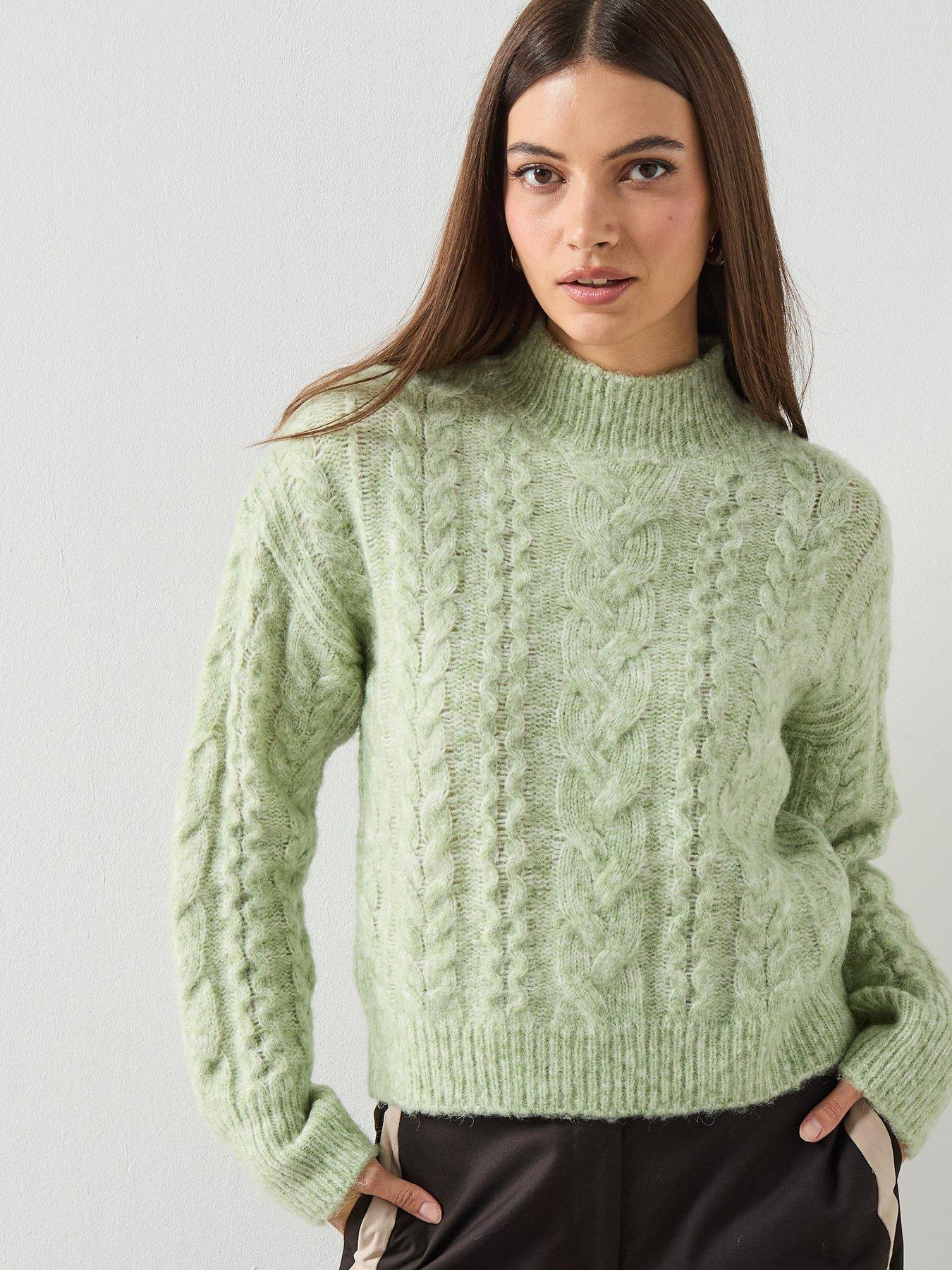  image of mango-braided-sweater-with-perkins-neck-blue