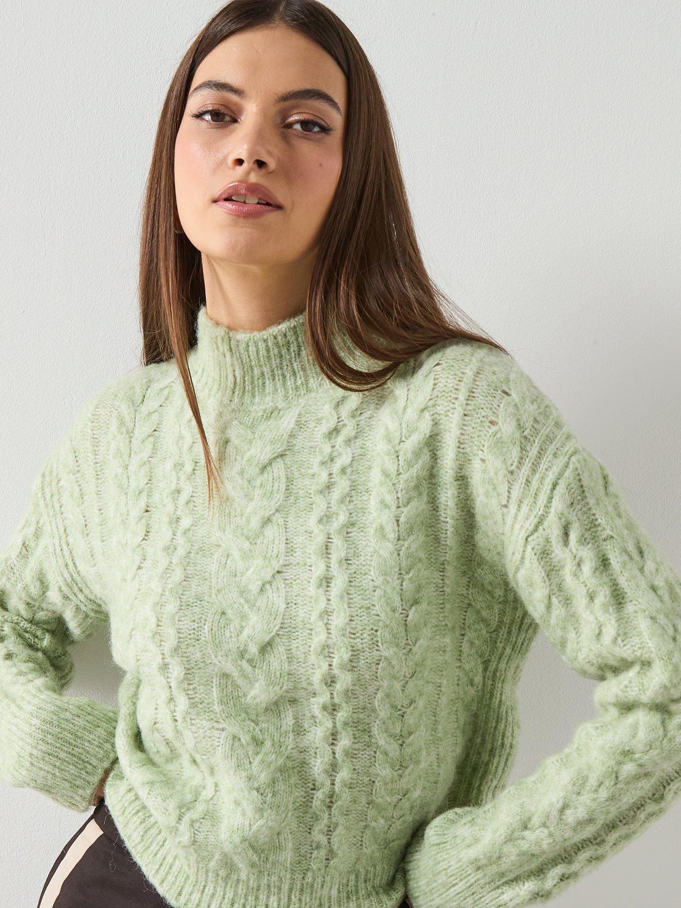  image of mango-braided-sweater-with-perkins-neck-blue