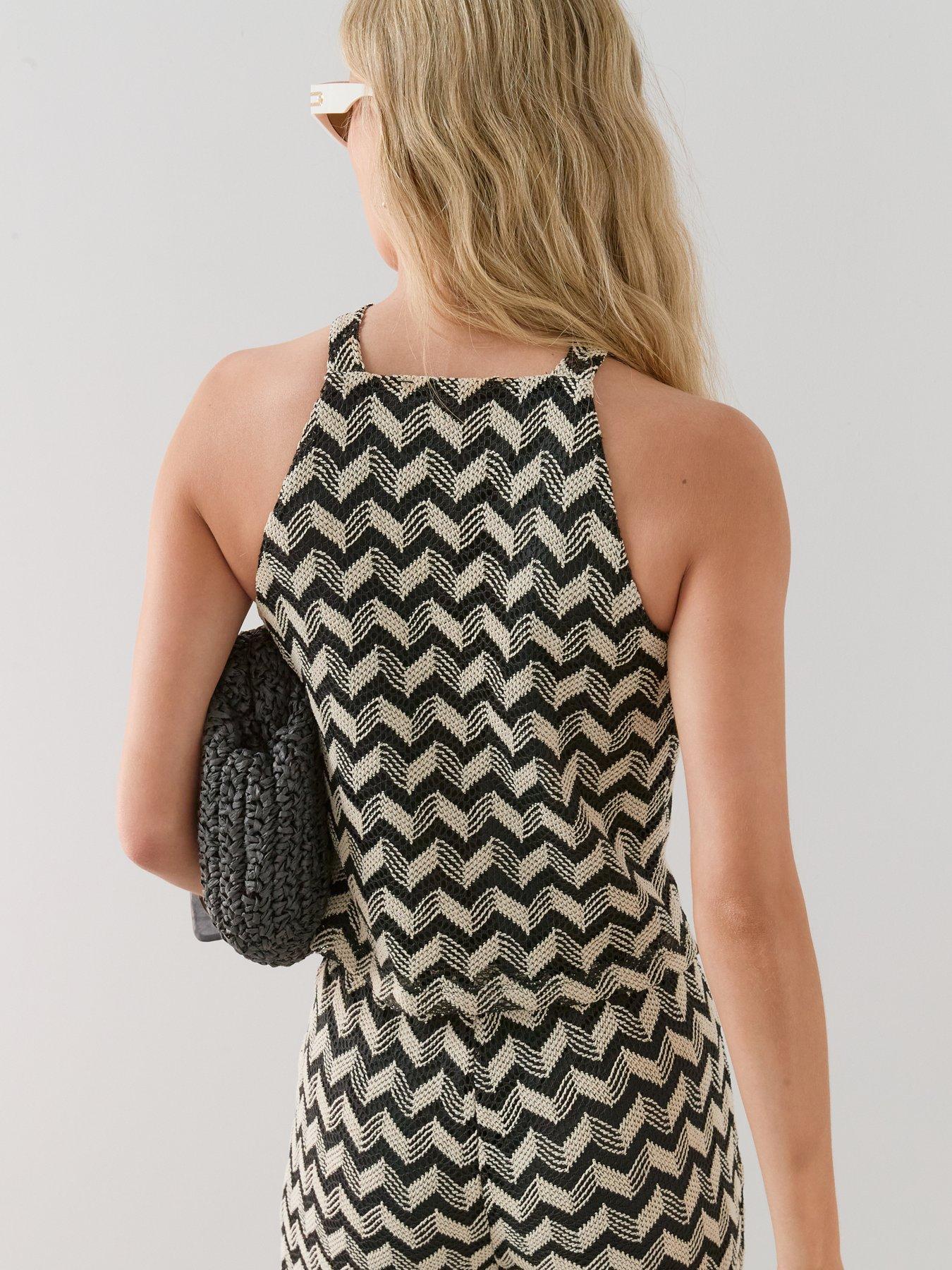 Image 2 of 7 of The Very Collection Crochet Halter Top Co-Ord - Black