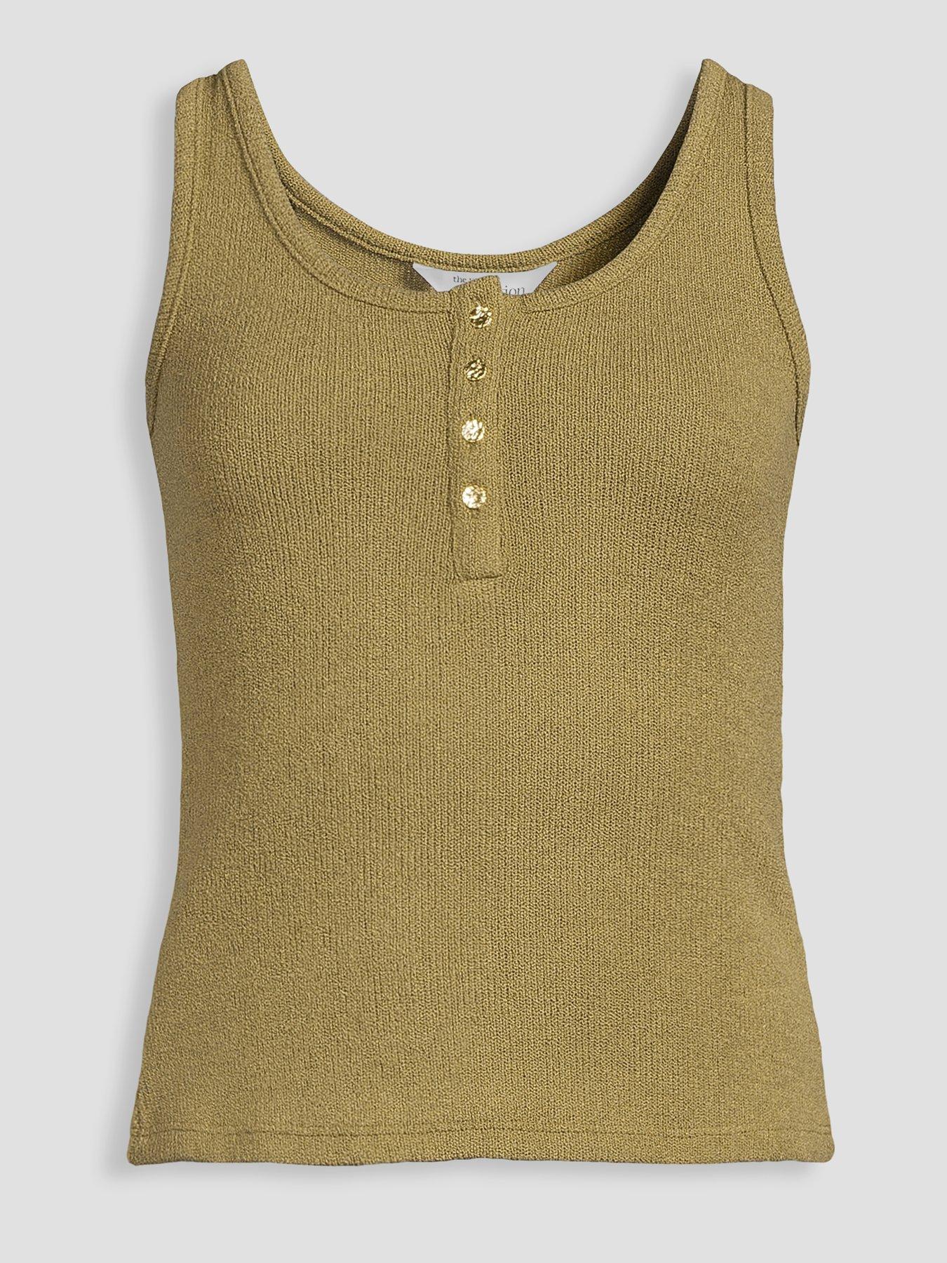 Image 7 of 7 of The Very Collection Button Front Textured Vest - Green